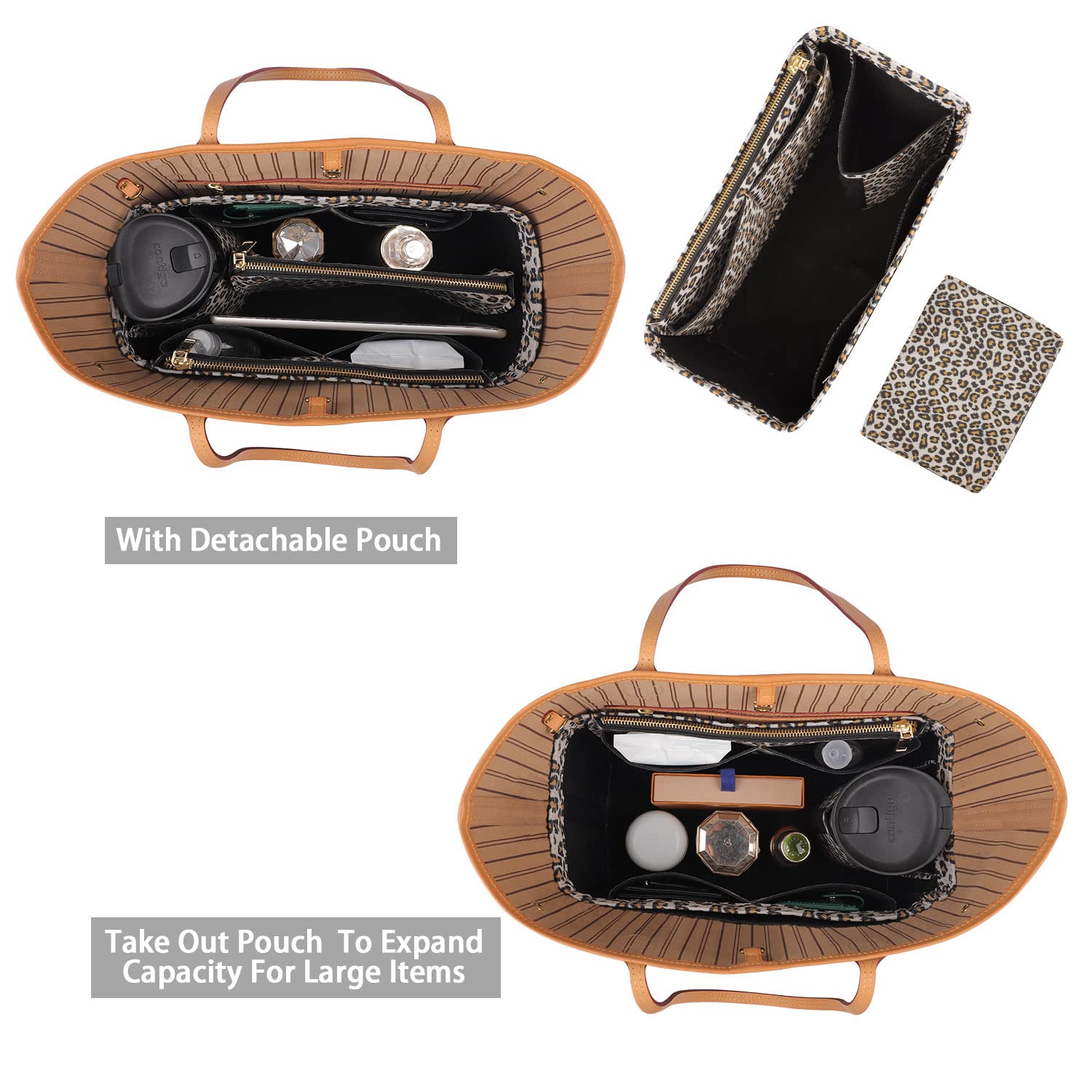 ZTUJO Felt Purse Organizer Insert for Louis Vuitton Speedy, Neverfull, Graceful & Tote Bags - Handbag Shaper & Storage Solution for Travel, Work & Daily Use