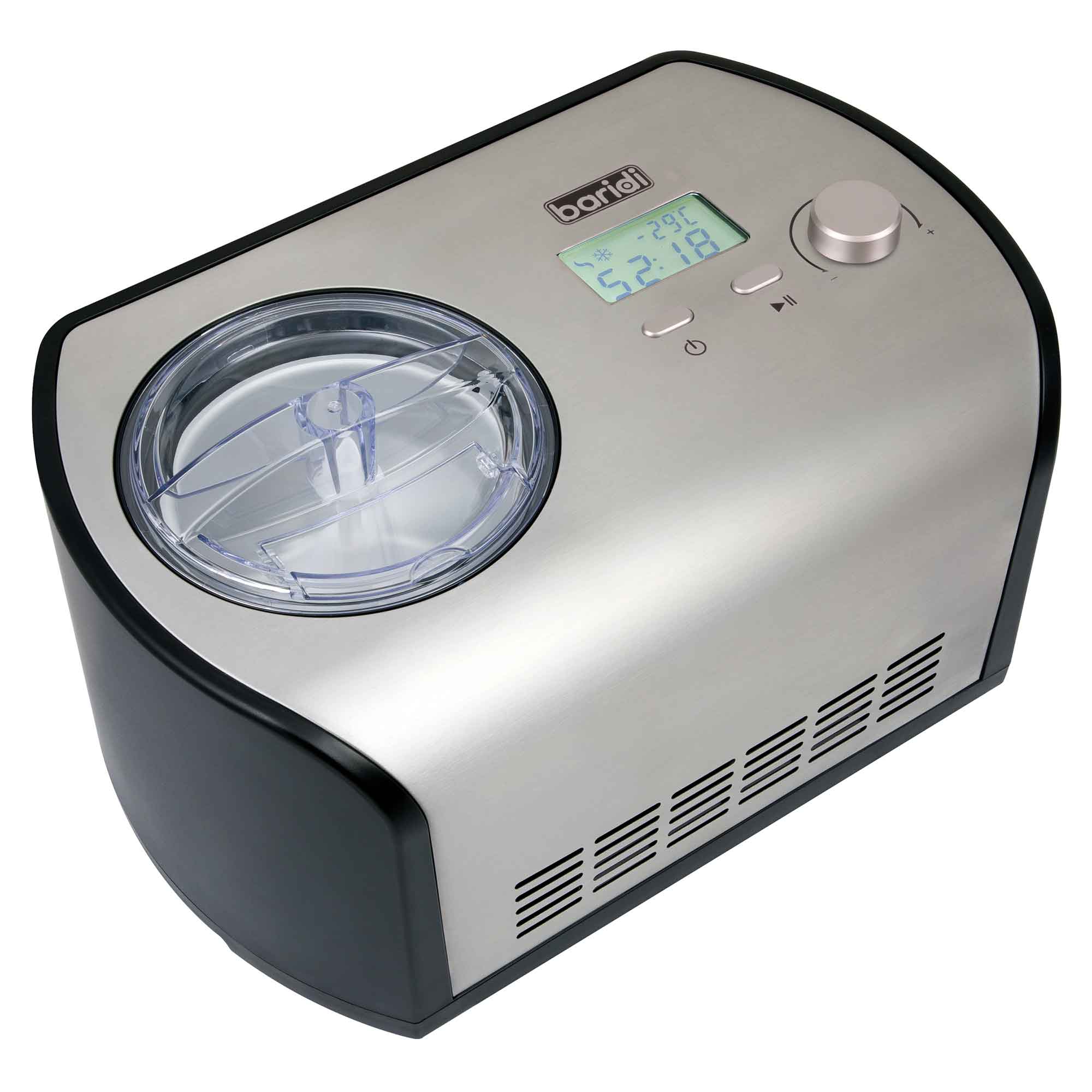 Baridi 1.2L Electric Ice Cream Maker with Fast Freeze Compressor - Homemade Gelato, Sorbet & Frozen Yogurt Machine for Kitchen, Parties & Dessert Shops