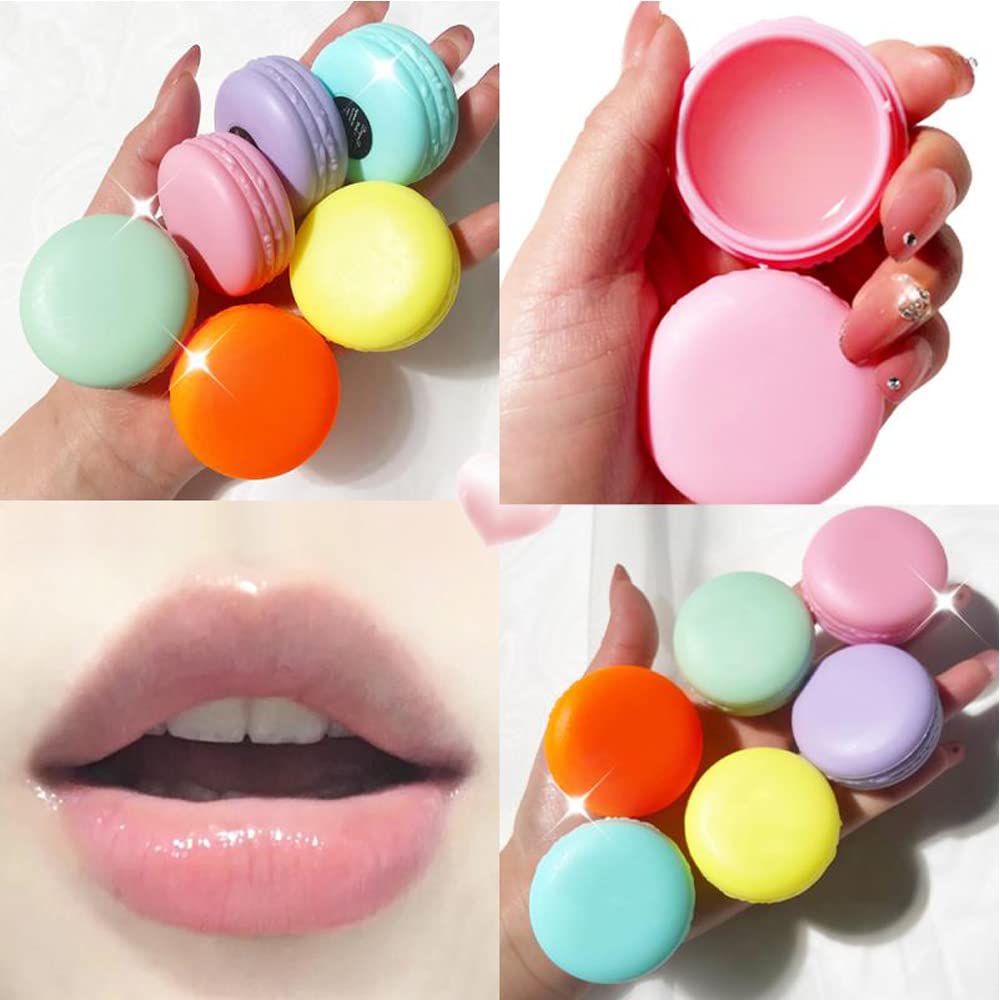 SpiderJuice 2-Pack 10g Cute Macaron-Shaped Refillable Empty Lip Balm Containers - Colorful Plastic Cosmetic Jars for DIY Lip Care, Travel & Gift Giving