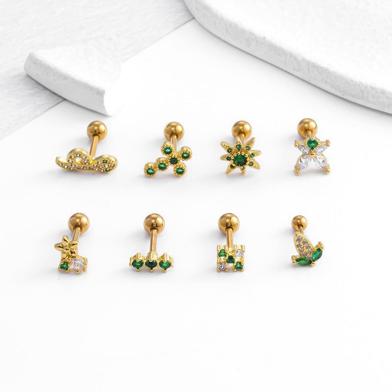 16G Surgical Steel Cartilage Earrings - Snake & Butterfly Studs for Women | Hypoallergenic Body Jewelry | Perfect for Daily Wear, Parties & Gifts (HSPJ881)