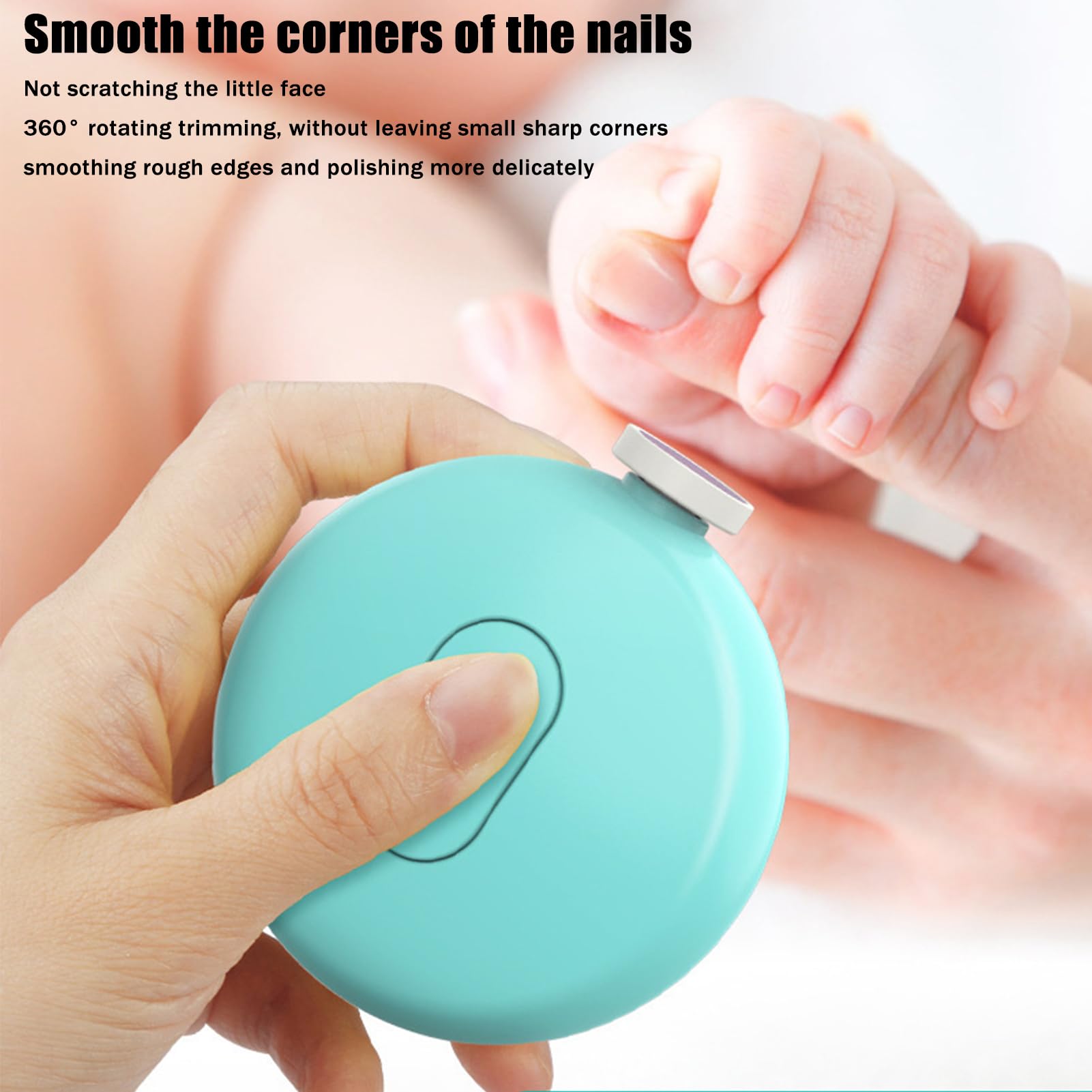 Gentle Baby Nail Trimmer - Electric Automatic Nail File & Clipper for Newborns & Toddlers - Safe Painless Nail Grinder - Kids Pedicure Care Kit - Perfect for Travel, Home Use & Baby Grooming