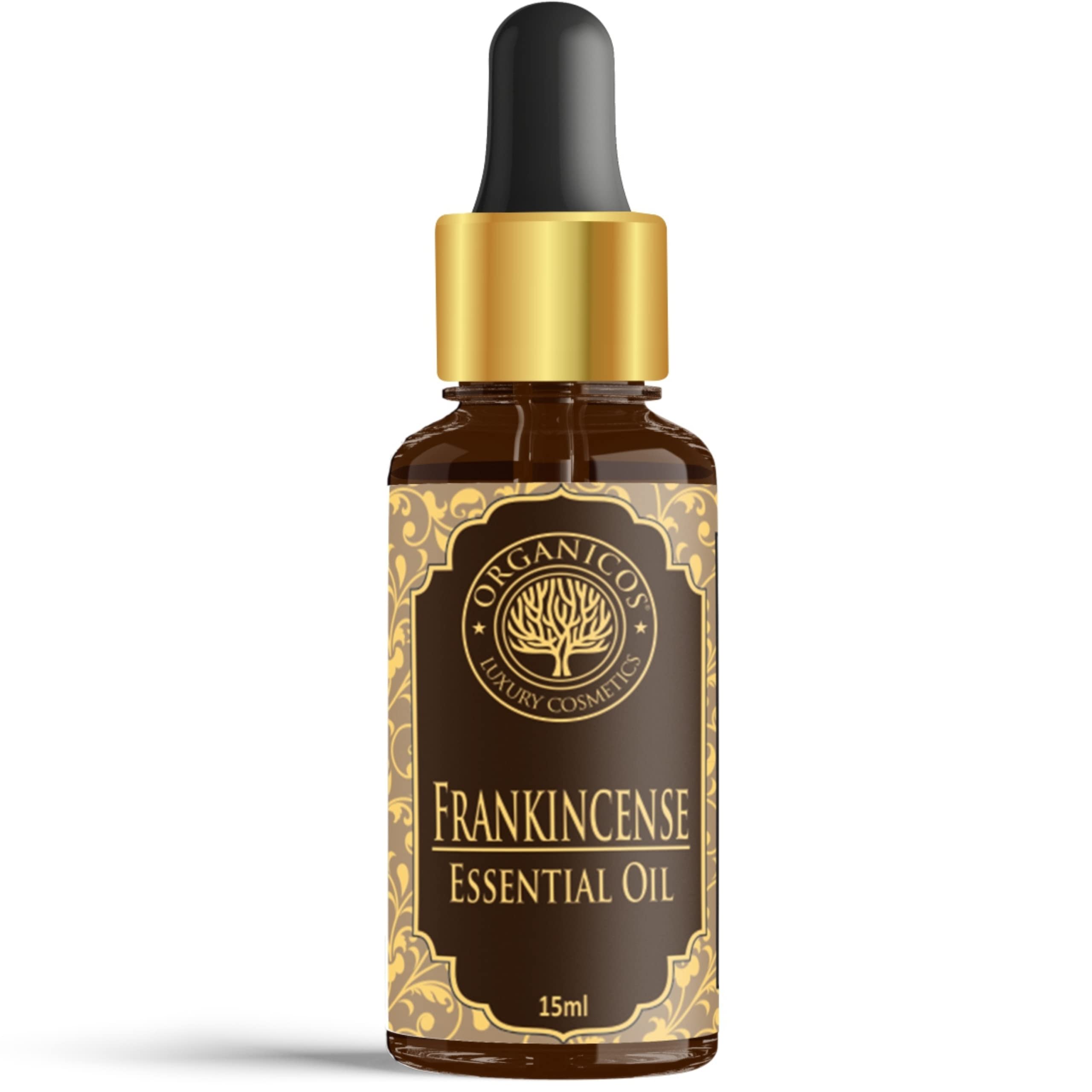 Organic Frankincense Essential Oil for Face & Skin - 100% Pure, Natural, Undiluted - Promotes Clear Glowing Skin, Anti-Aging, Wrinkle Reduction & Hair Care - 15ml - Perfect for Aromatherapy, Massage & DIY Beauty Recipes