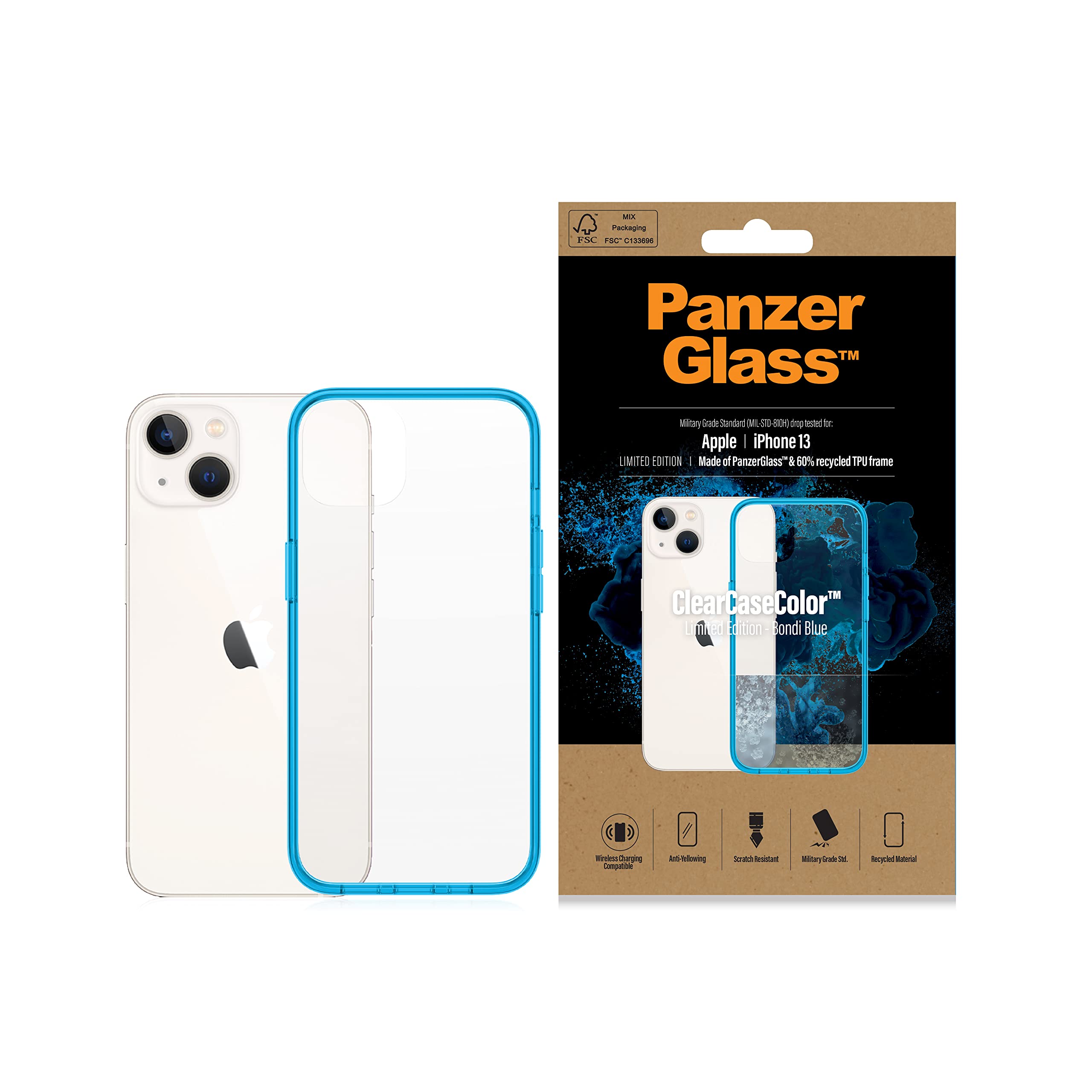 Panzer Glass Shockproof iPhone 13 Case - Bondi Blue Limited Edition | Military-Grade Protection Hard Case | Compatible with iPhone 13 | Perfect for Outdoor Activities, Travel & Daily Use