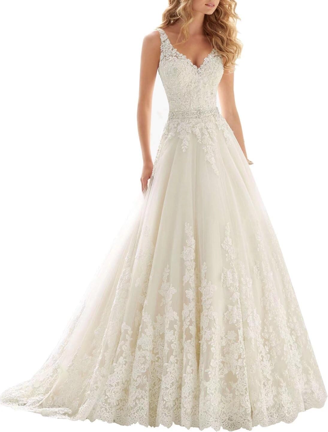 Elegant Beach Wedding Dresses for Bride - Sparkling Sequins Sleeveless V-Neck Bridal Gowns for Women (HS17) | Perfect for Destination Weddings, Beach Ceremonies & Summer Elopements