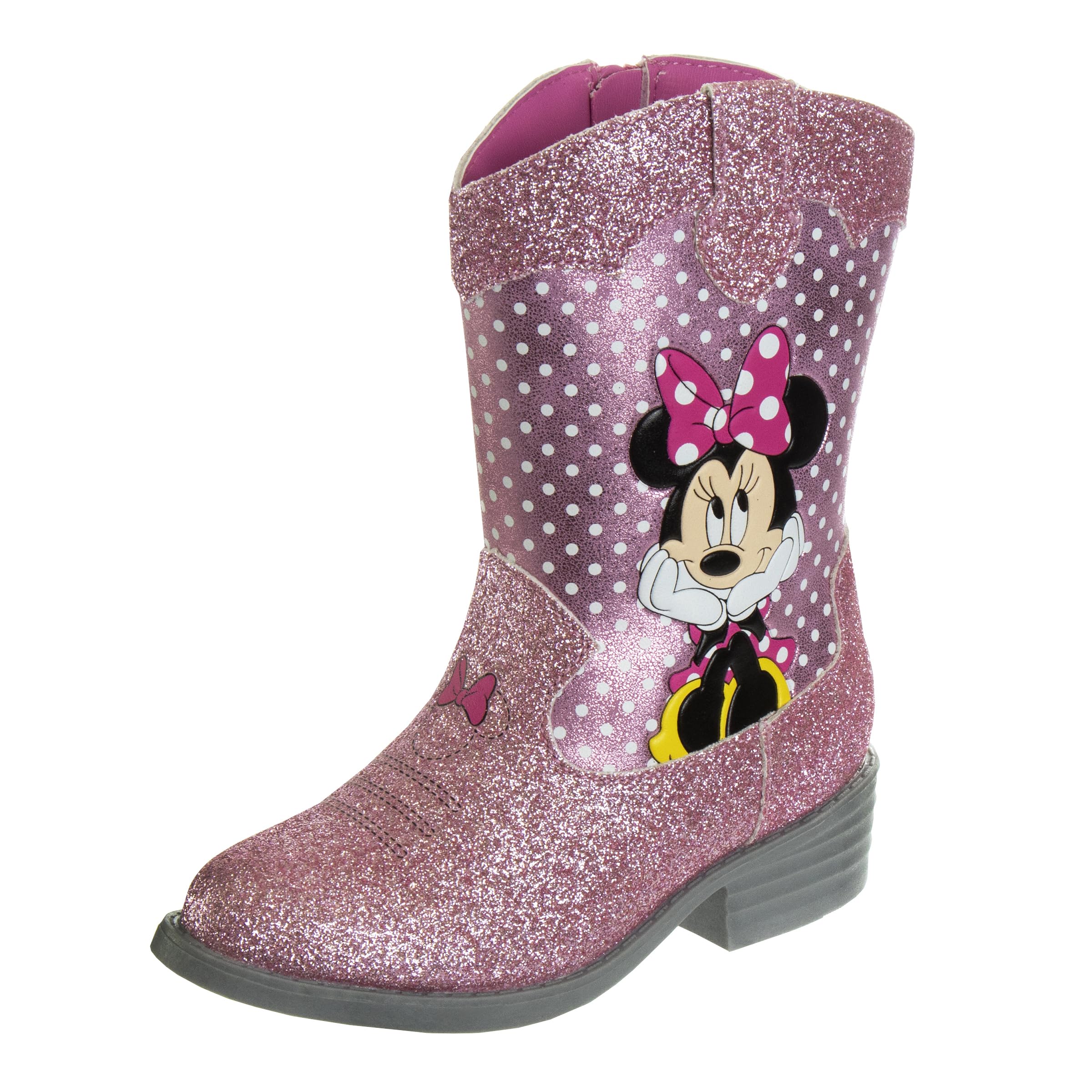 Disney Frozen Minnie Mouse Cowgirl Western Boots for Toddler & Little Kid - Comfortable & Stylish Winter Boots for Girls, Perfect for Dress-Up, Playtime & Outdoor Adventures