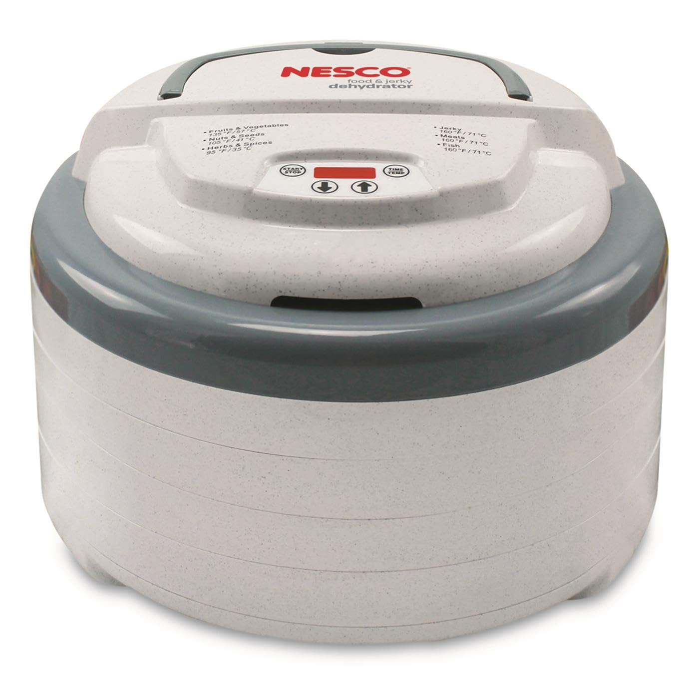 Nesco FD-79 Snackmaster Pro Digital Food Dehydrator - 4 Trays for Healthy Snacks, Fruit, Beef Jerky, Meat, Vegetables & Herbs | Perfect for Home, Camping & Meal Prep | Grey (1 Pack)