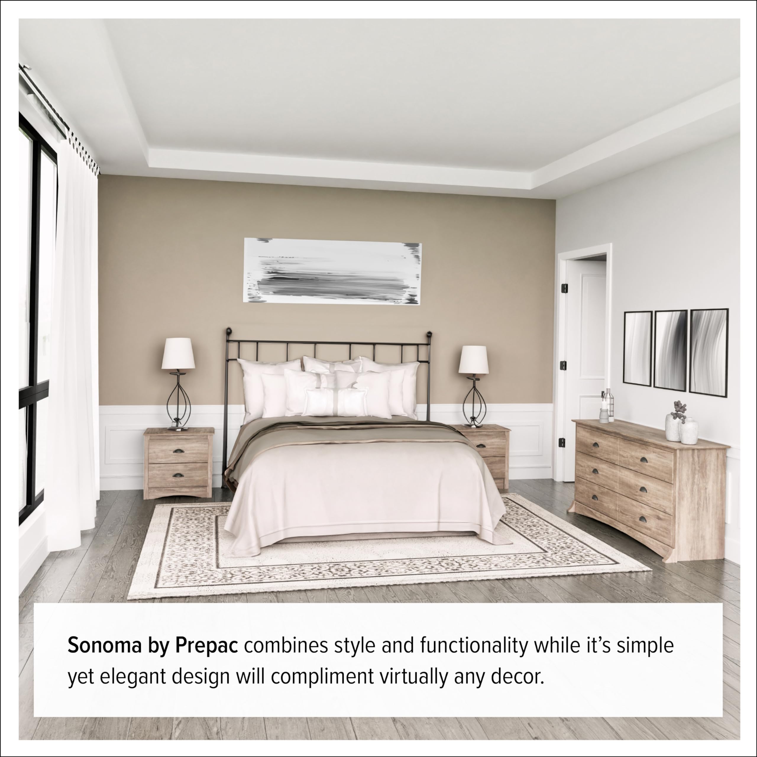 Prepac Salt Spring Rustic 5-Drawer Tall Dresser - Farmhouse Bedroom Chest of Drawers 17.75