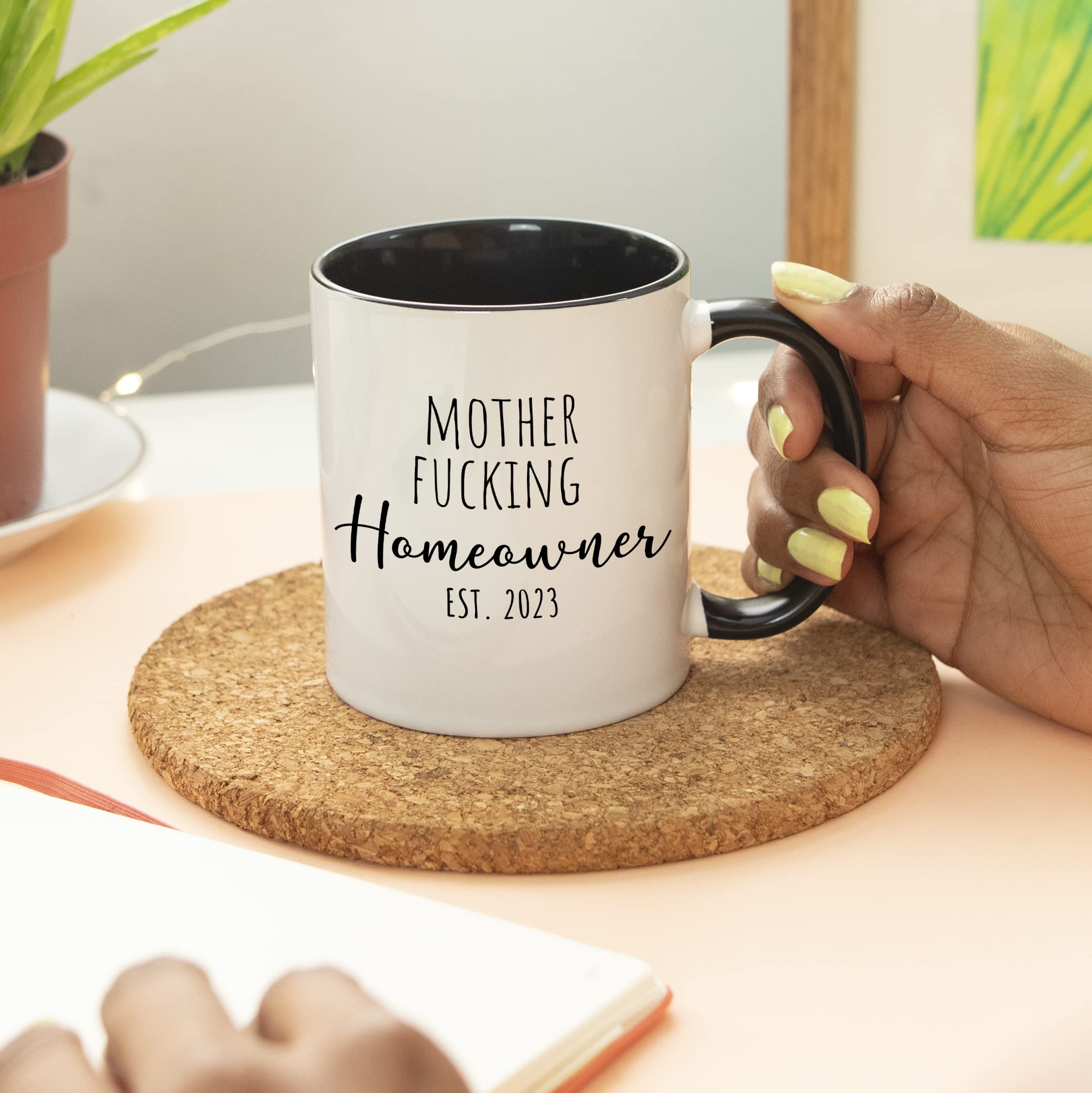 YouNique Designs 11oz Housewarming Mug for New Homeowners - Ceramic Coffee Cup for Women & Men - First Time Home Buyer Gift - Perfect for Housewarming Parties & Daily Coffee Use (Black Handle)
