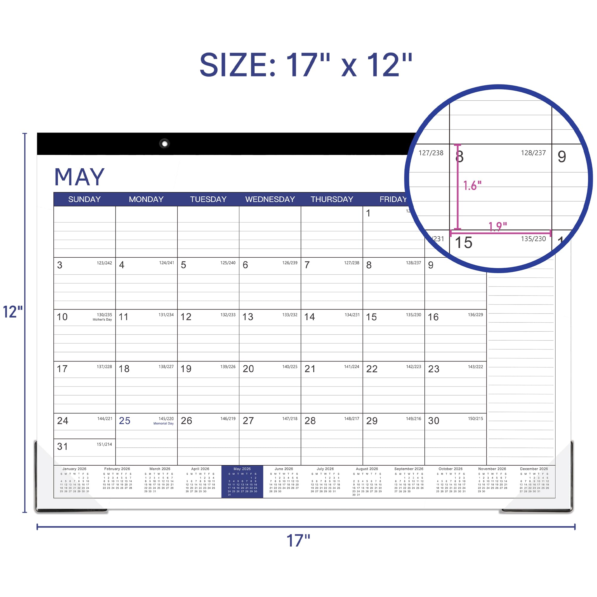 2025-2026 Monthly Desk Calendar Planner - 18 Months (July 2025 to December 2026) | 17