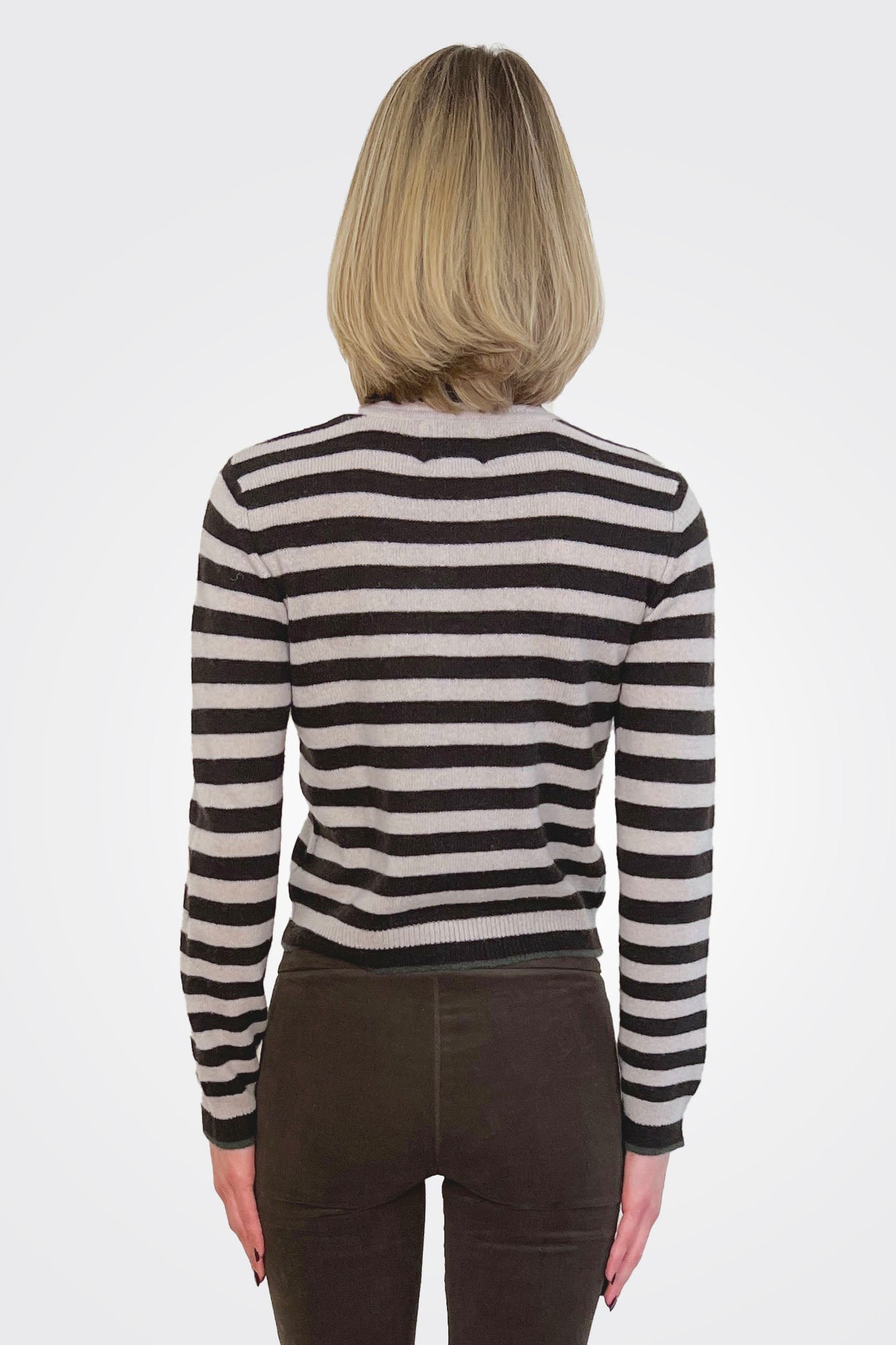Luxury Cashmere Mock Neck Roll Neck Sweater - Soft Striped Knit for Women | Perfect for Winter Layering & Office Wear