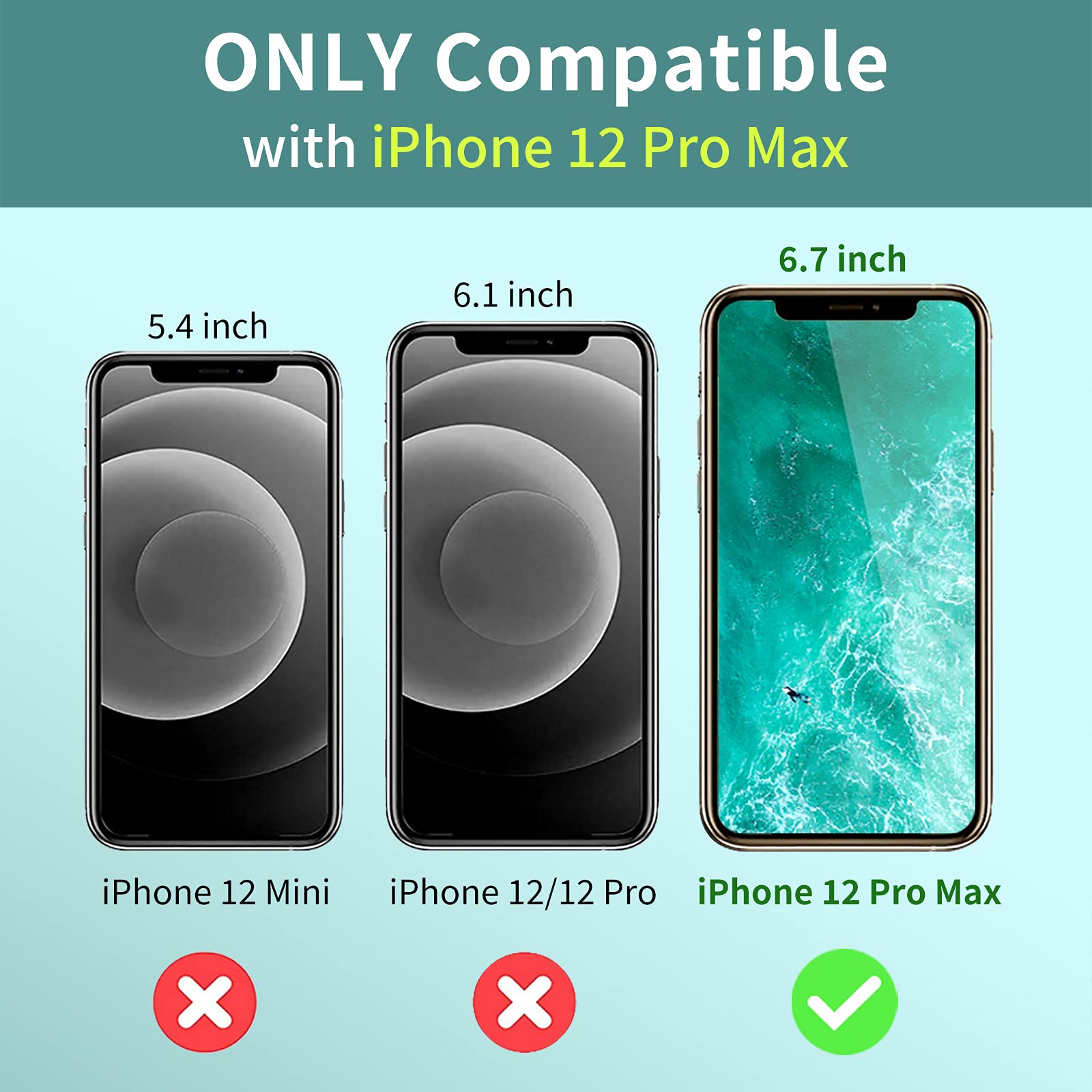 **Shockproof & Waterproof iPhone 12 Pro Max Case (6.7 Inch, 2020) – Heavy Duty Full Body Cover with Built-in Screen Protector, IP68 Certified – Teal – Perfect for Outdoor, Sports & Travel**
