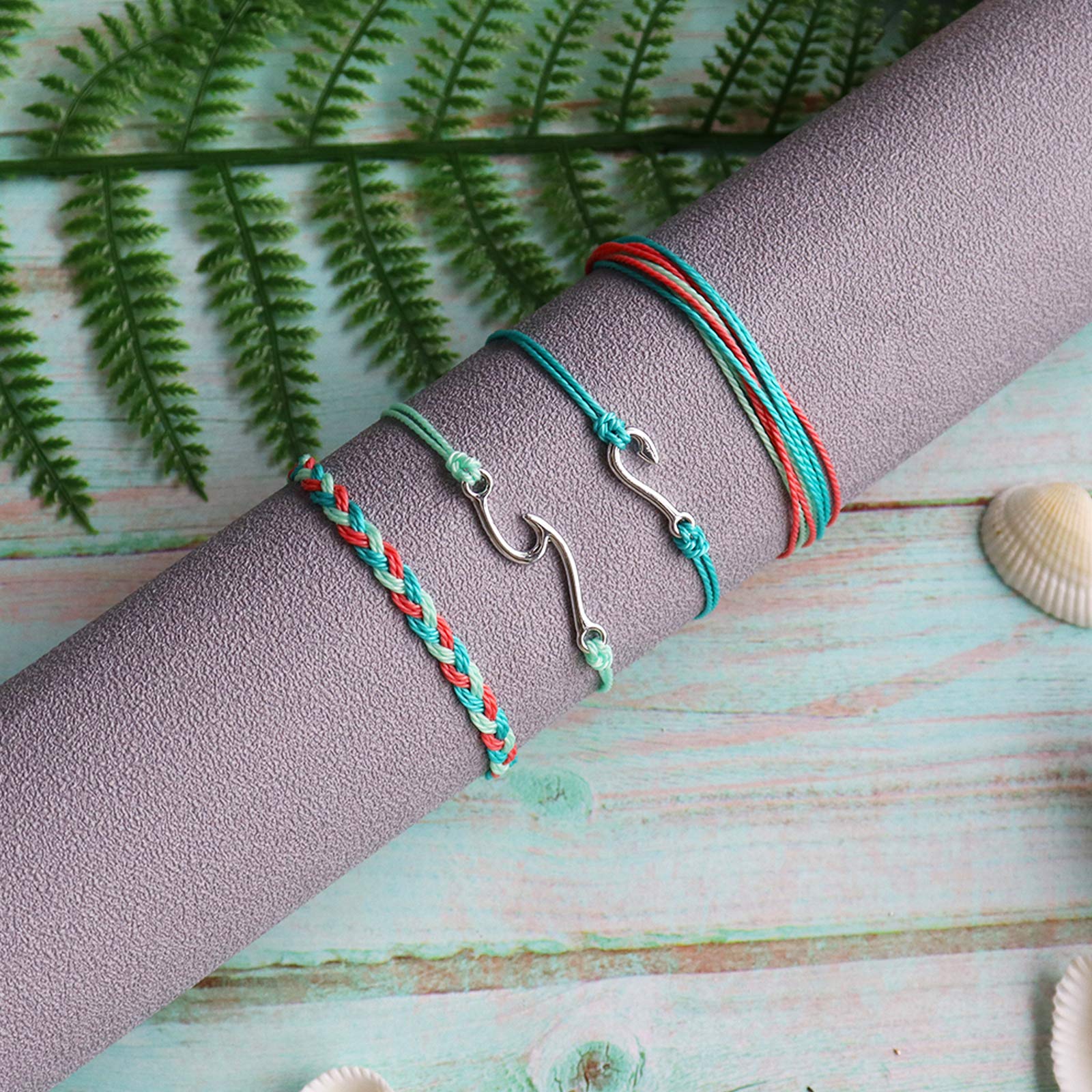 HUASAI Adjustable Handmade Braided Friendship Bracelets for Women - Trendy String & Ankle Bracelets Set, Cute Boho Surfer Beach Wave Bracelets - Perfect for Gifts, Stocking Stuffers, Summer Festivals & Beach Vacations