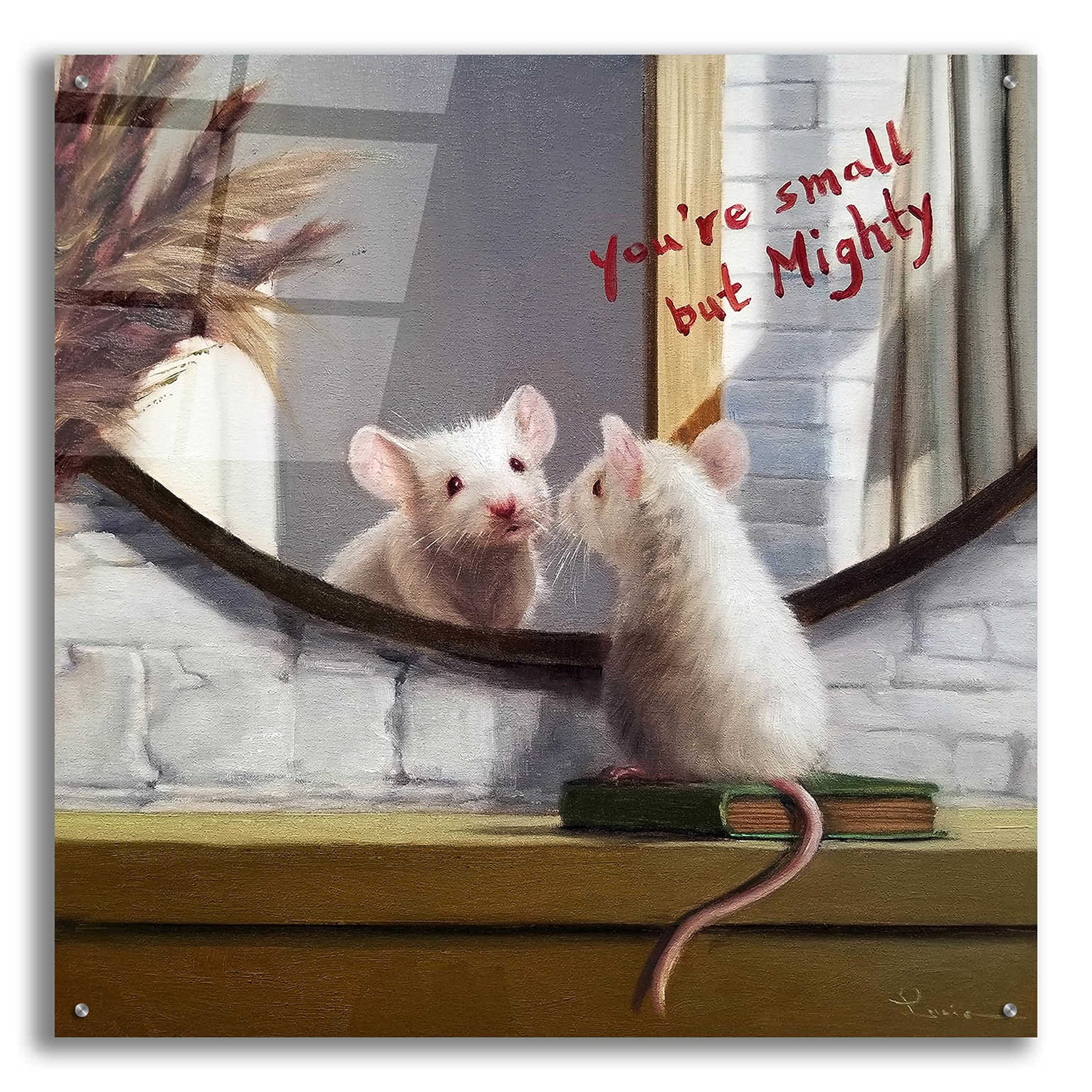 Lucia Heffernan 'Mighty Mouse' Acrylic Glass Wall Art - 36x36 Inch Modern Pop Art Painting for Living Room, Bedroom & Office Decor