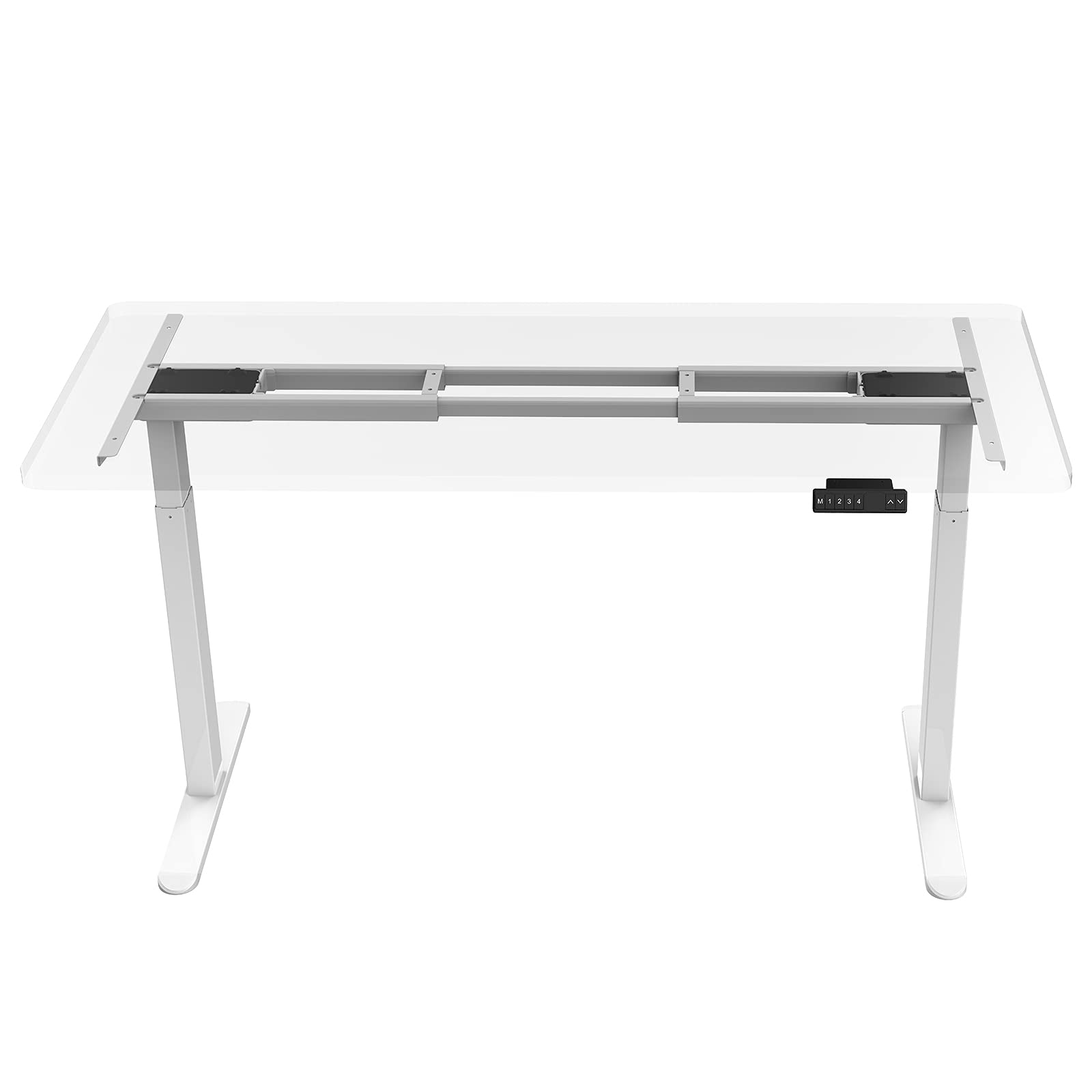AIMEZO Dual Motor Electric Standing Desk Frame - Height Adjustable with 4 Memory Presets & USB Charging Port for Home Office (2-Tier Legs, White) | Perfect for Work from Home, Gaming Setup & Study Room Ergonomics