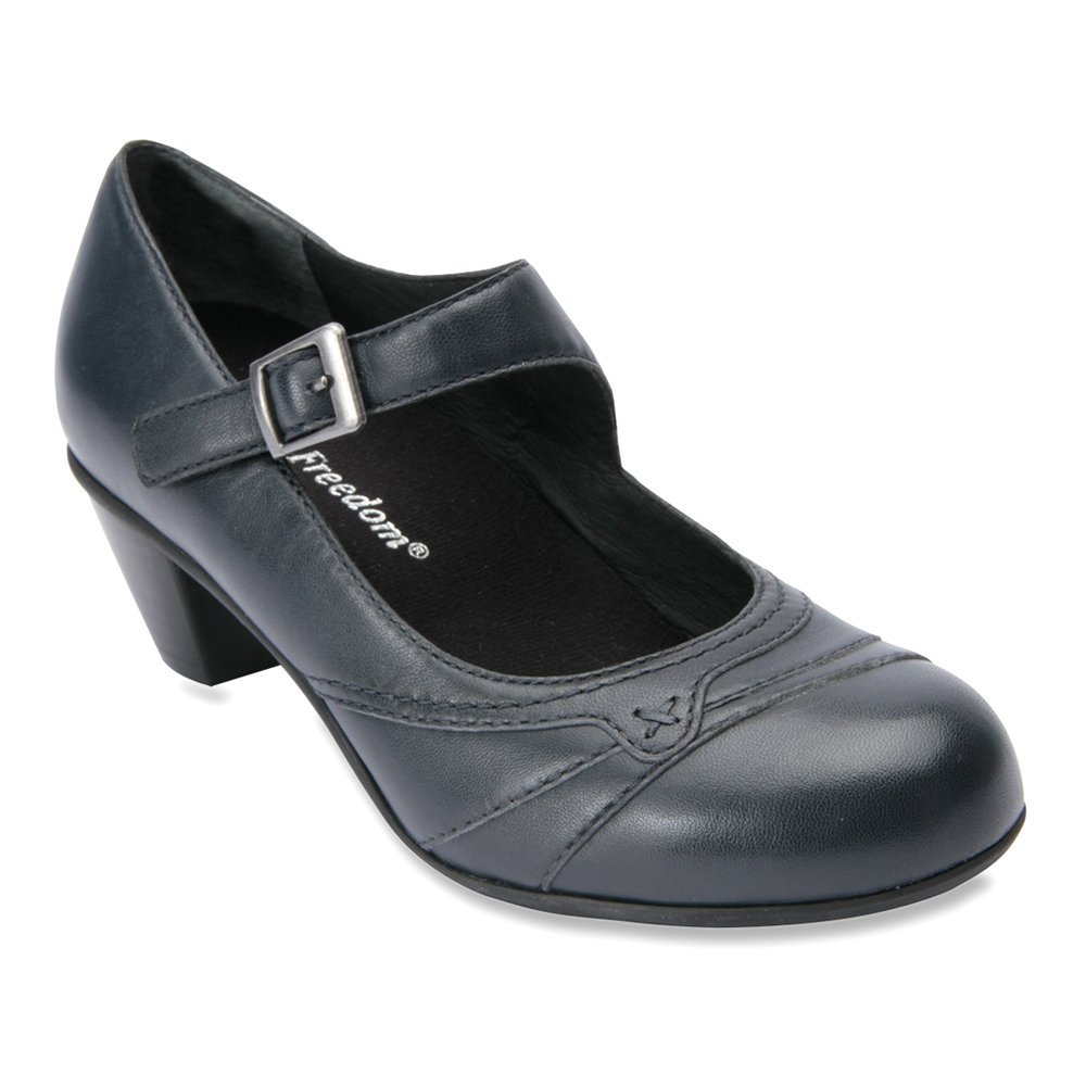 Drew Women's Summer Pump Shoes - Navy Blue Leather, Size 11 Wide (US) - Comfortable Heels for Office, Wedding & Special Occasions