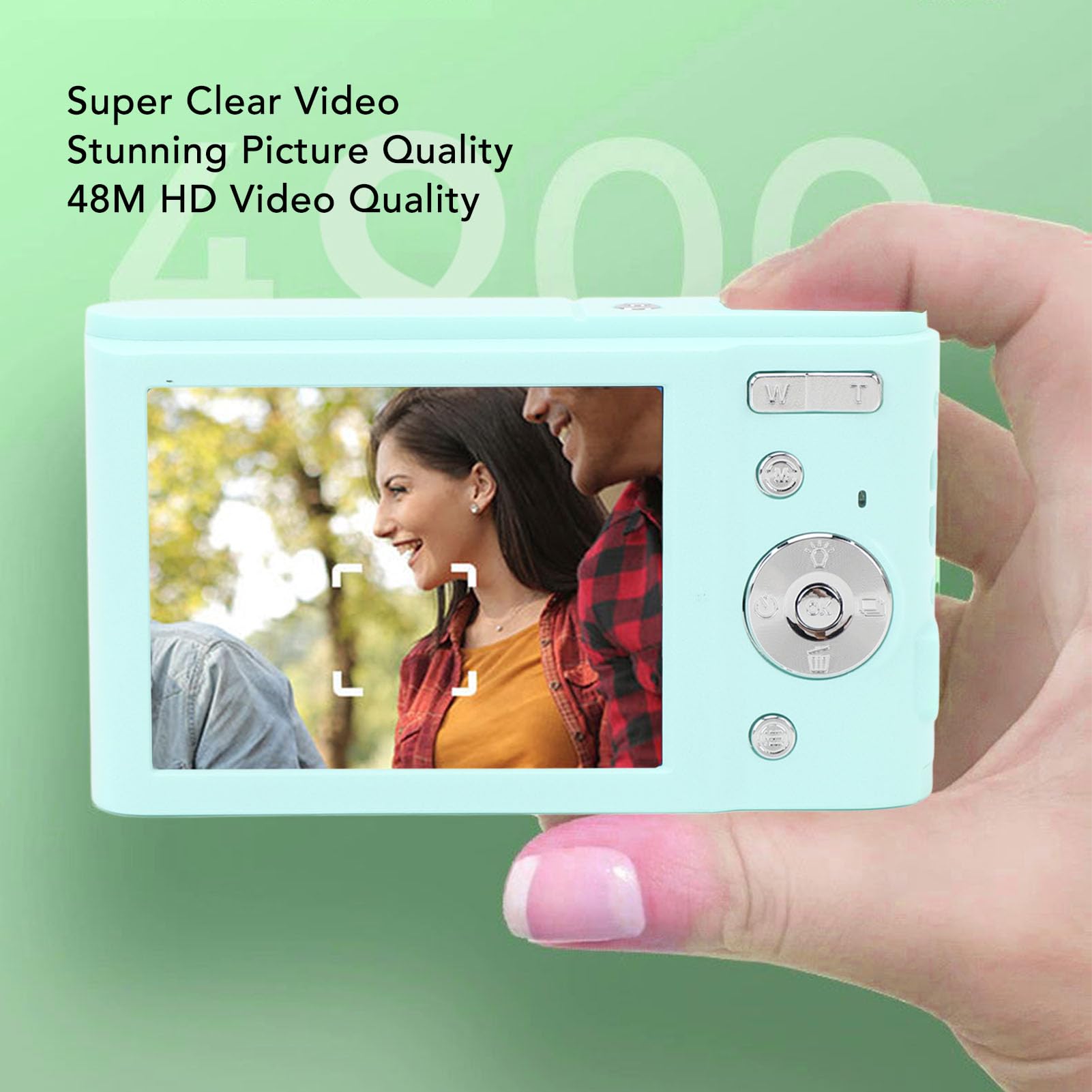 2.7K 48MP Digital Camera with Autofocus & Dual Lens | 16X Zoom Compact HD Camera for Travel, Vlogging & Photography | Perfect for Teens, Students & Beginners (Light Green) | Capture Memories, YouTube Videos & Outdoor Adventures