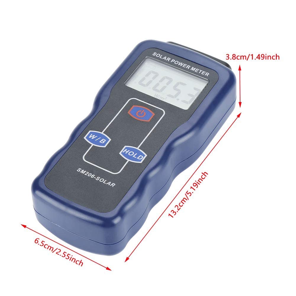 Digital Solar Power Meter - Handheld Pyranometer for Sunlight Radiation & Solar Energy Measurement - Perfect for Solar Panel Testing, Gardening, and Renewable Energy Research