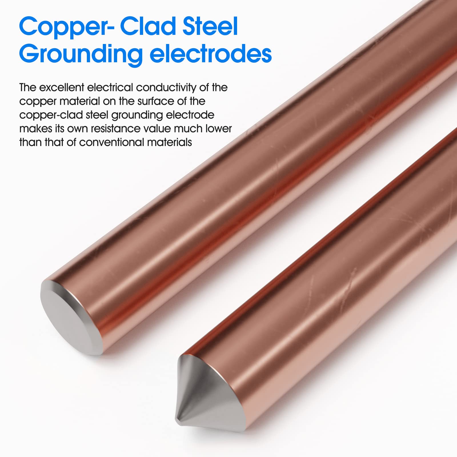 GOUNENGNAIL 4ft Ground Rod Kit - 5/8'' UL Listed Bonded Electrical Copper Grounding Rod with Bronze Clamp for Lightning Protection & Earthing - Perfect for Fence, Swimming Pool, Solar Panel & Electrical System Grounding