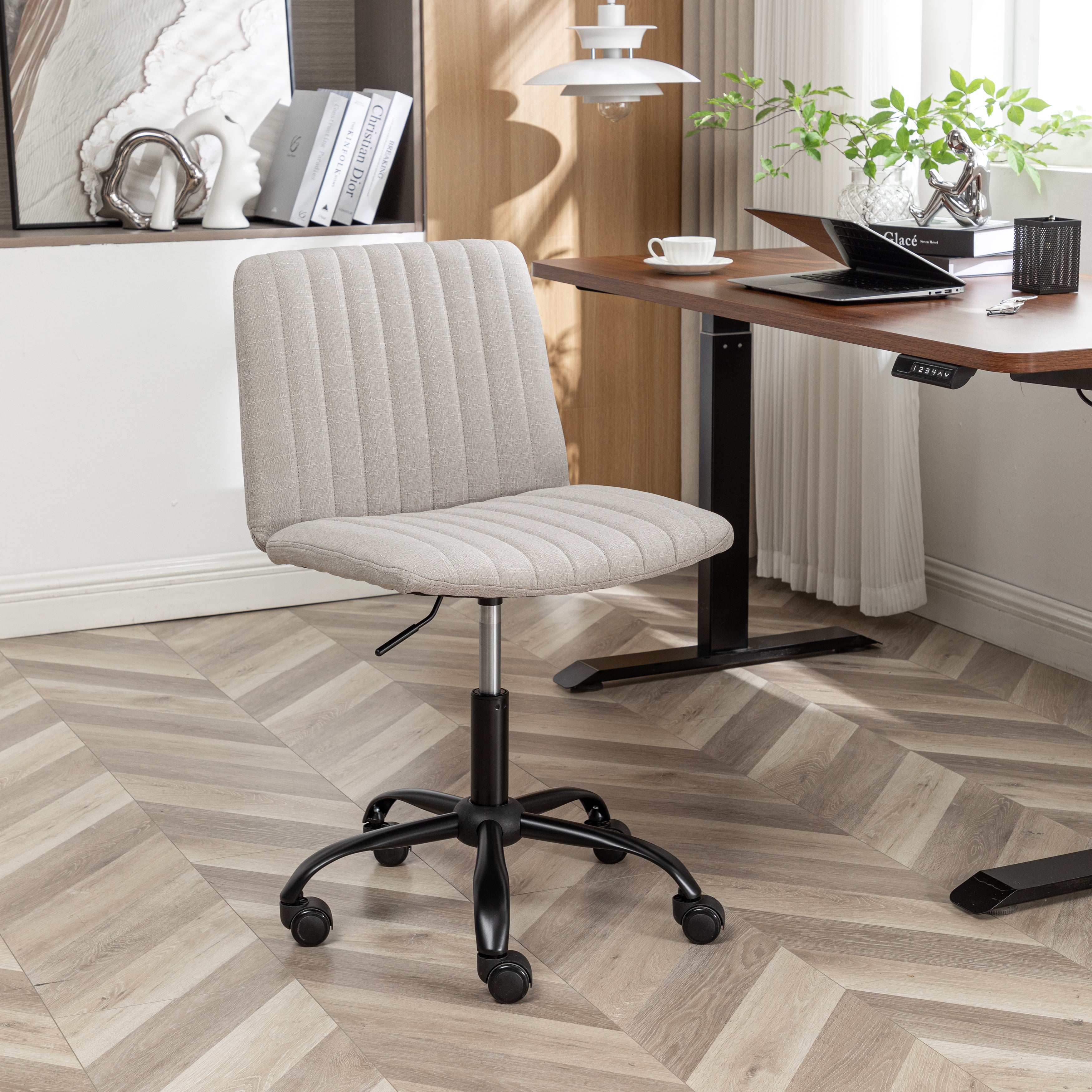 Roundhill Furniture Masar Fabric Swivel Office Chair - Ergonomic Desk Chair with Adjustable Height & Lumbar Support for Home & Office Workspace