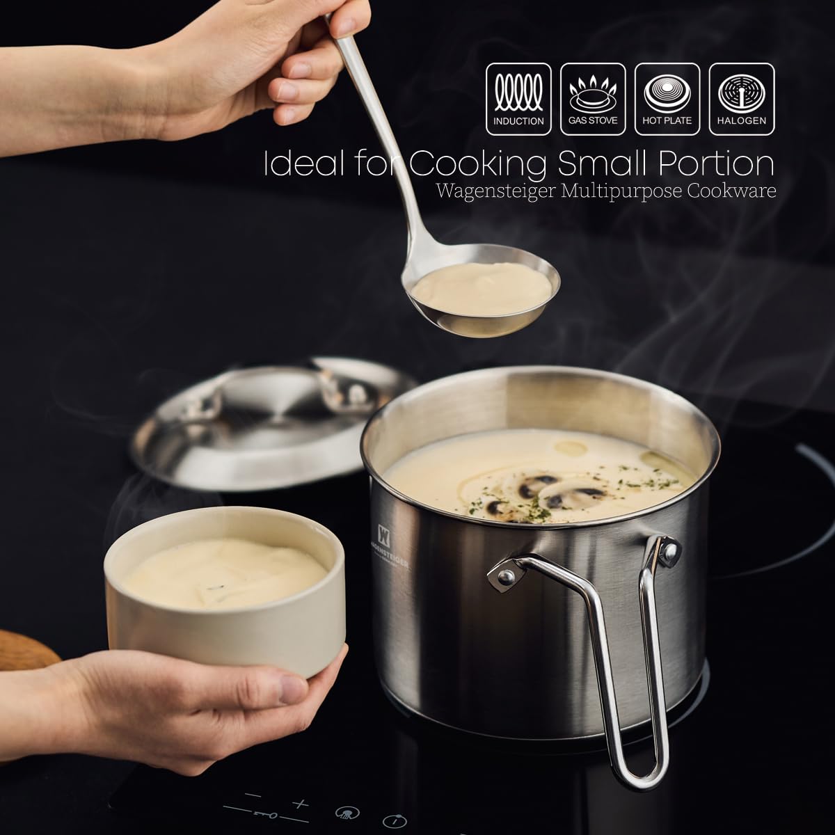 Premium Stainless Steel Steamer Pot with Perforated Basket - 2.3L (2.43Qt) Egg & Vegetable Cooker for Stovetop - Perfect for Pasta, Dumplings & Healthy Meals - Ideal for Singles, Couples & Small Families - Compact Kitchen Essential for Steam Cooking & Meal Prep
