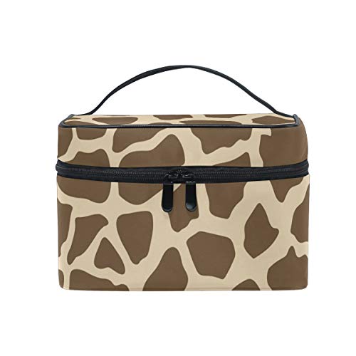 Large Travel Cosmetic Bag for Women - Waterproof Giraffe Print Makeup Organizer with Black Zipper, Multi-Functional Toiletry Case for Vacation, Gym, and Daily Use