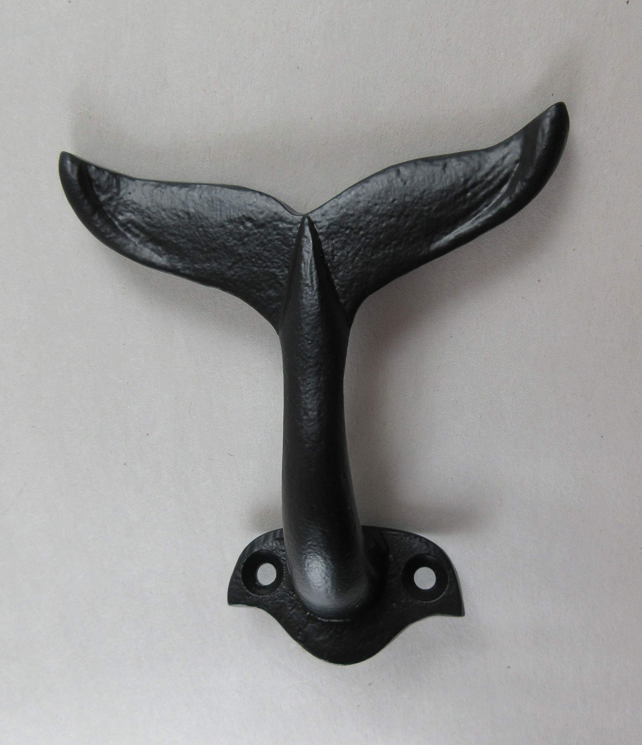 UD Cast Iron Whale Tail Hook - Rustic Nautical Wall Decor for Home, Kitchen, or Bathroom - Perfect for Hanging Towels, Keys, and Coats