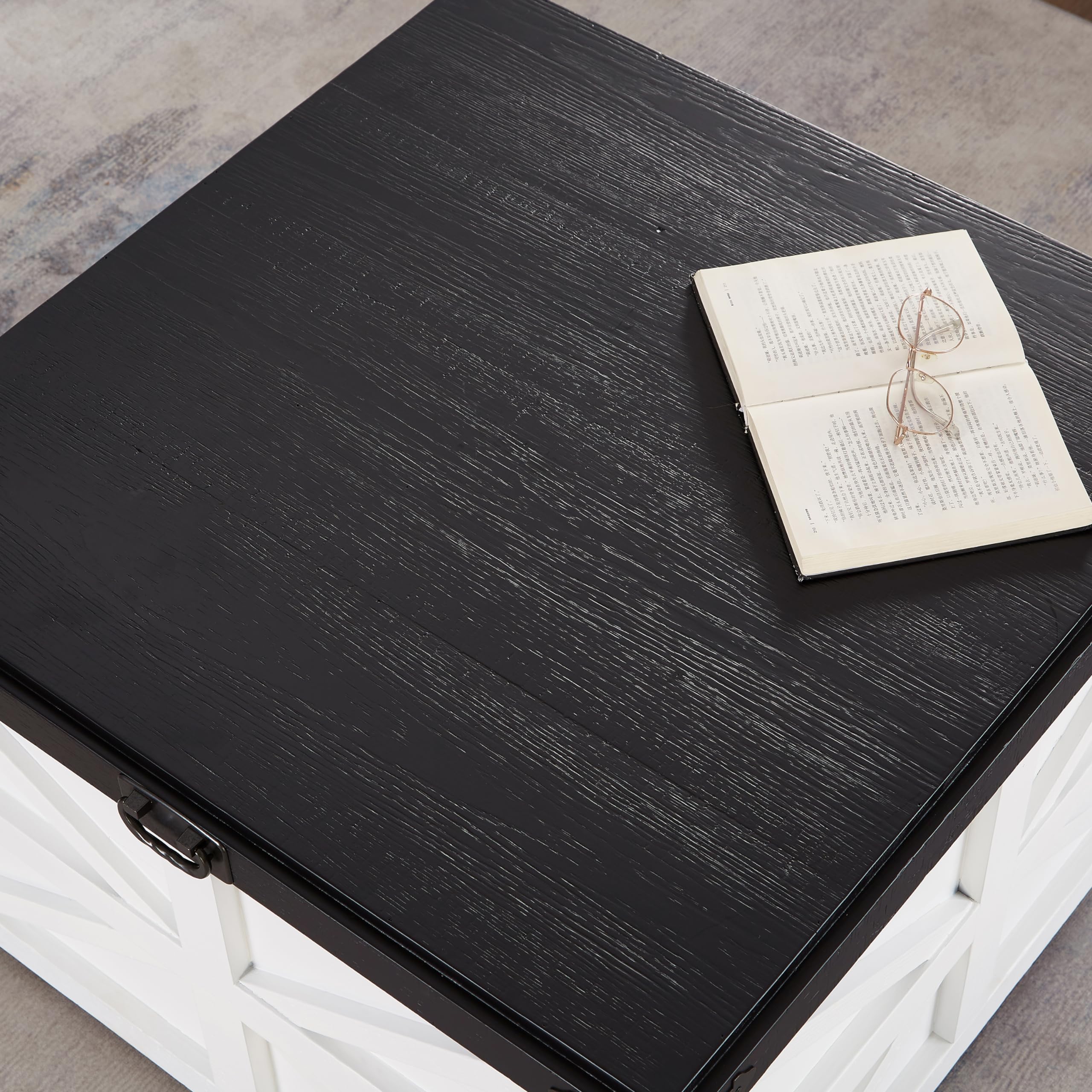 Rustic Square Wood Coffee Table with Hidden Storage - 31.5