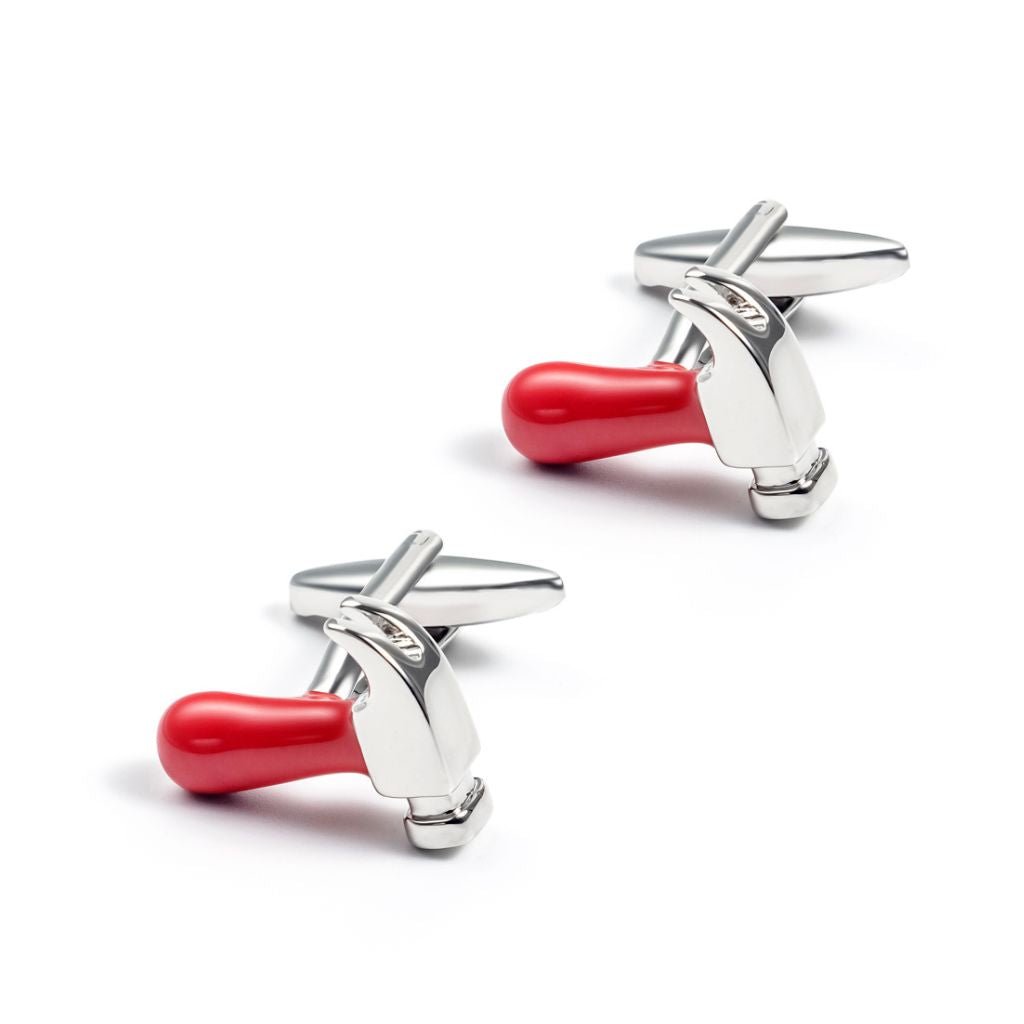 Stylish Red and Silver Hammer Cufflinks for Men - Perfect for Weddings, Business Meetings & Formal Events