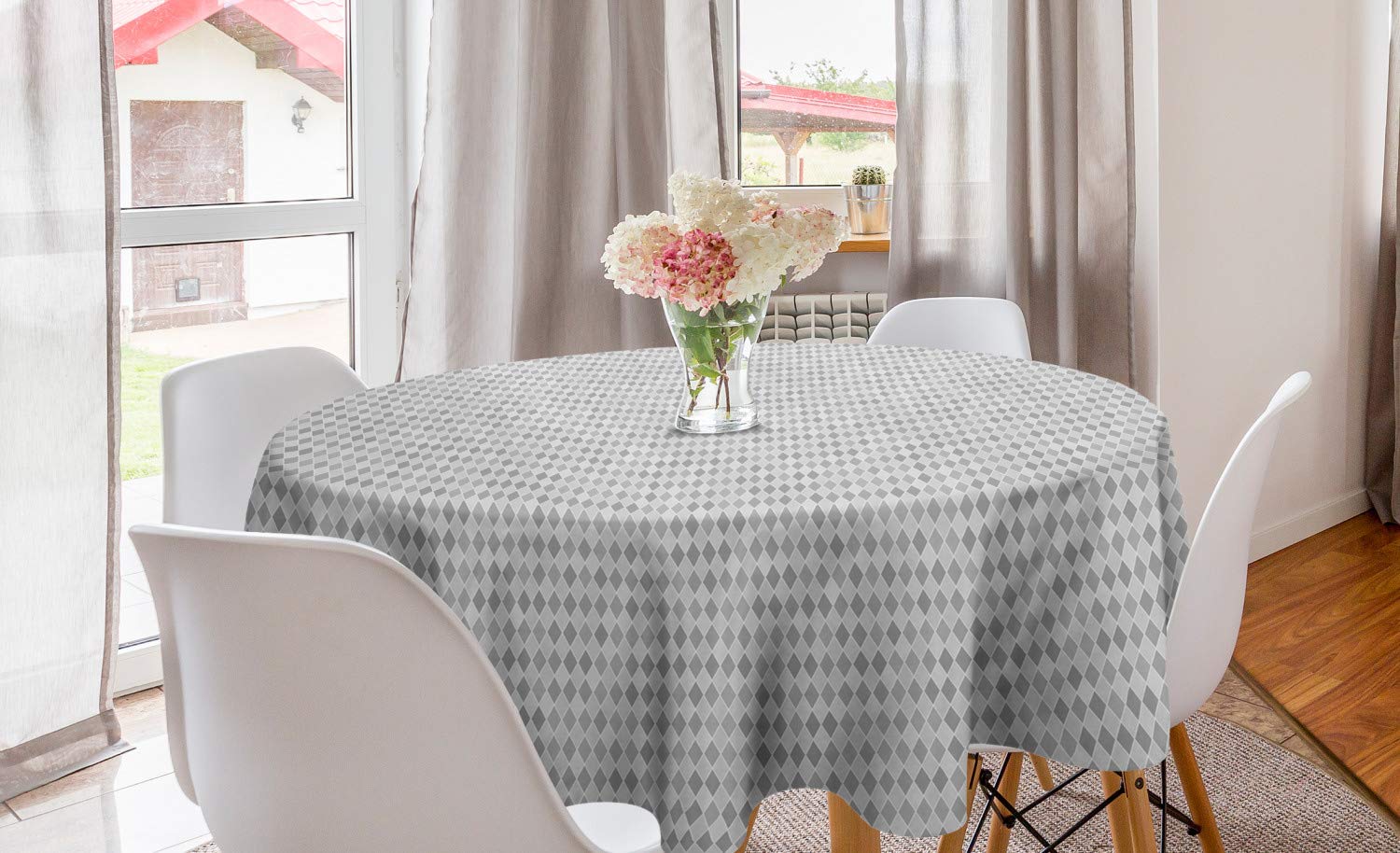 Ambesonne Geometric Round Tablecloth 60