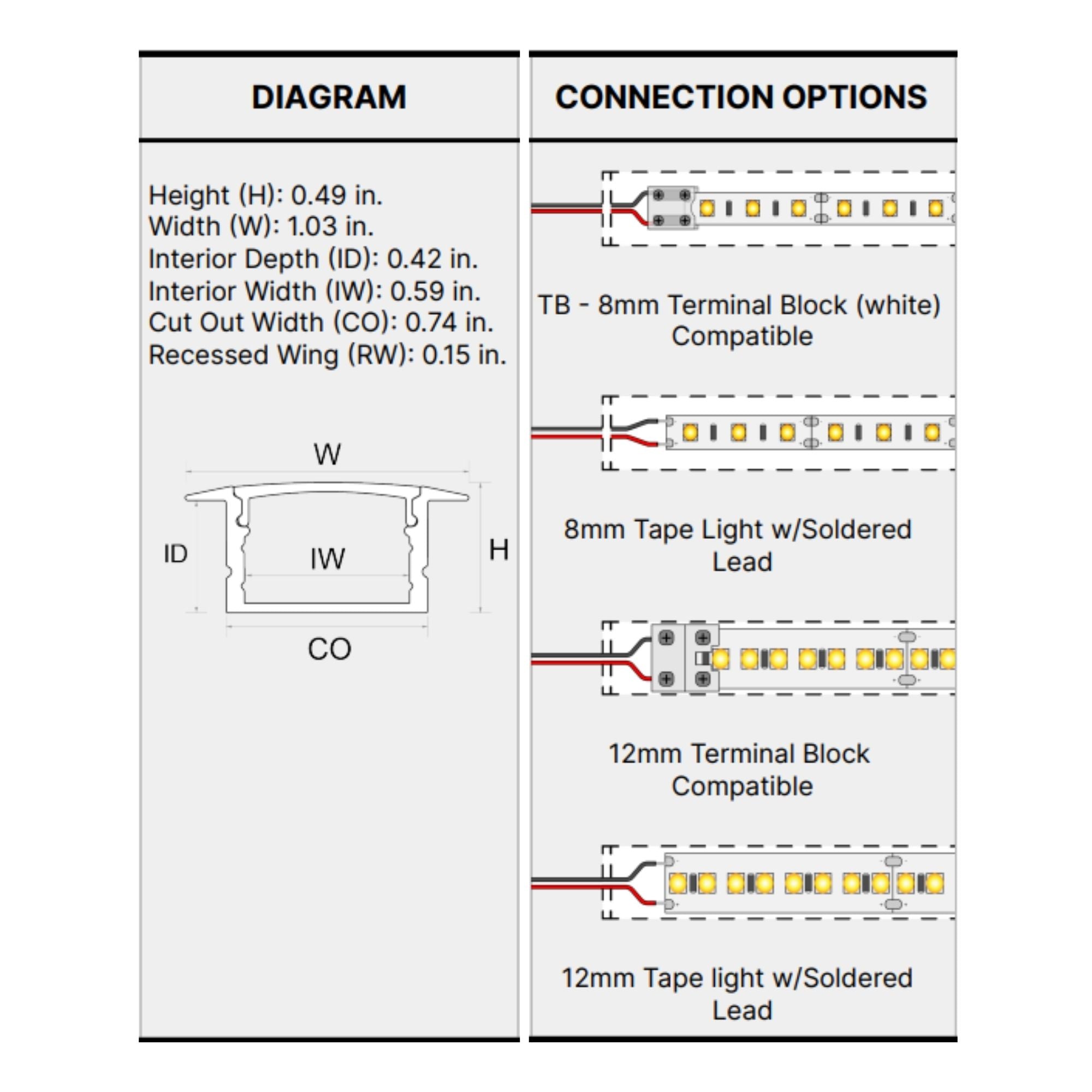 48 Pack Recessed Aluminum Channel for LED Strip Lights - Durable U-Shaped Track for Home, Kitchen, and Cabinet Lighting (12mm/0.47in Width) - Easy Installation & Professional Look
