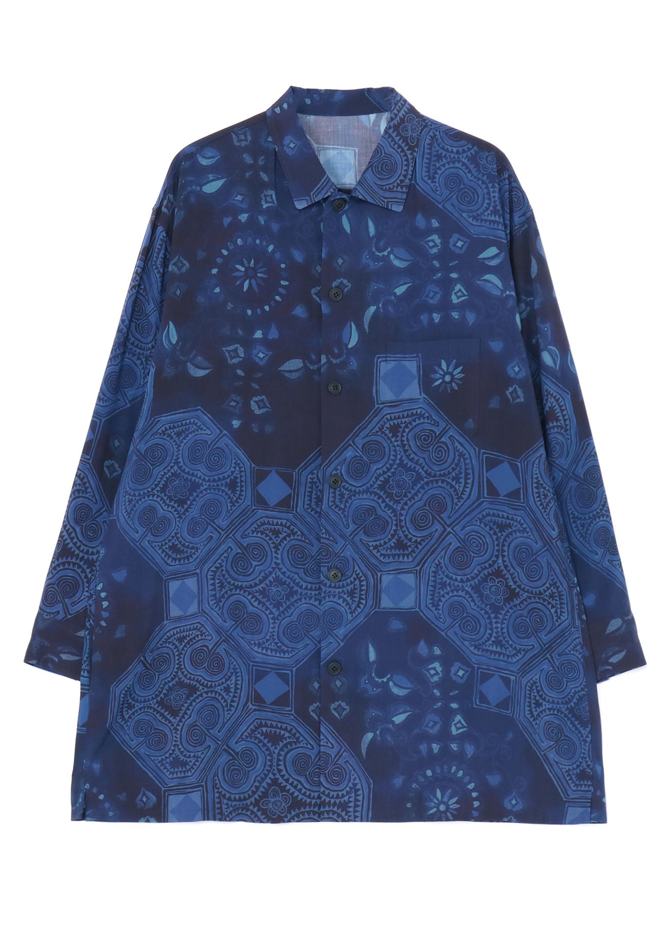 Chinoiserie Printed Open Collar Shirt for Men - Stylish Asian-Inspired Casual Wear for Office & Outings