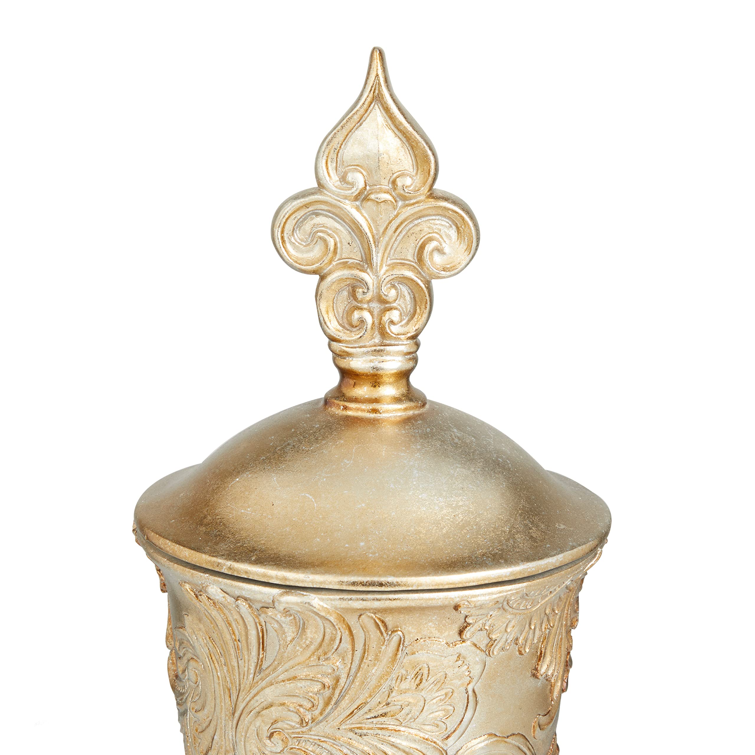 Deco 79 Polystone Solid Decorative Jars - Set of 2 Gold Vases for Home Decor, 7