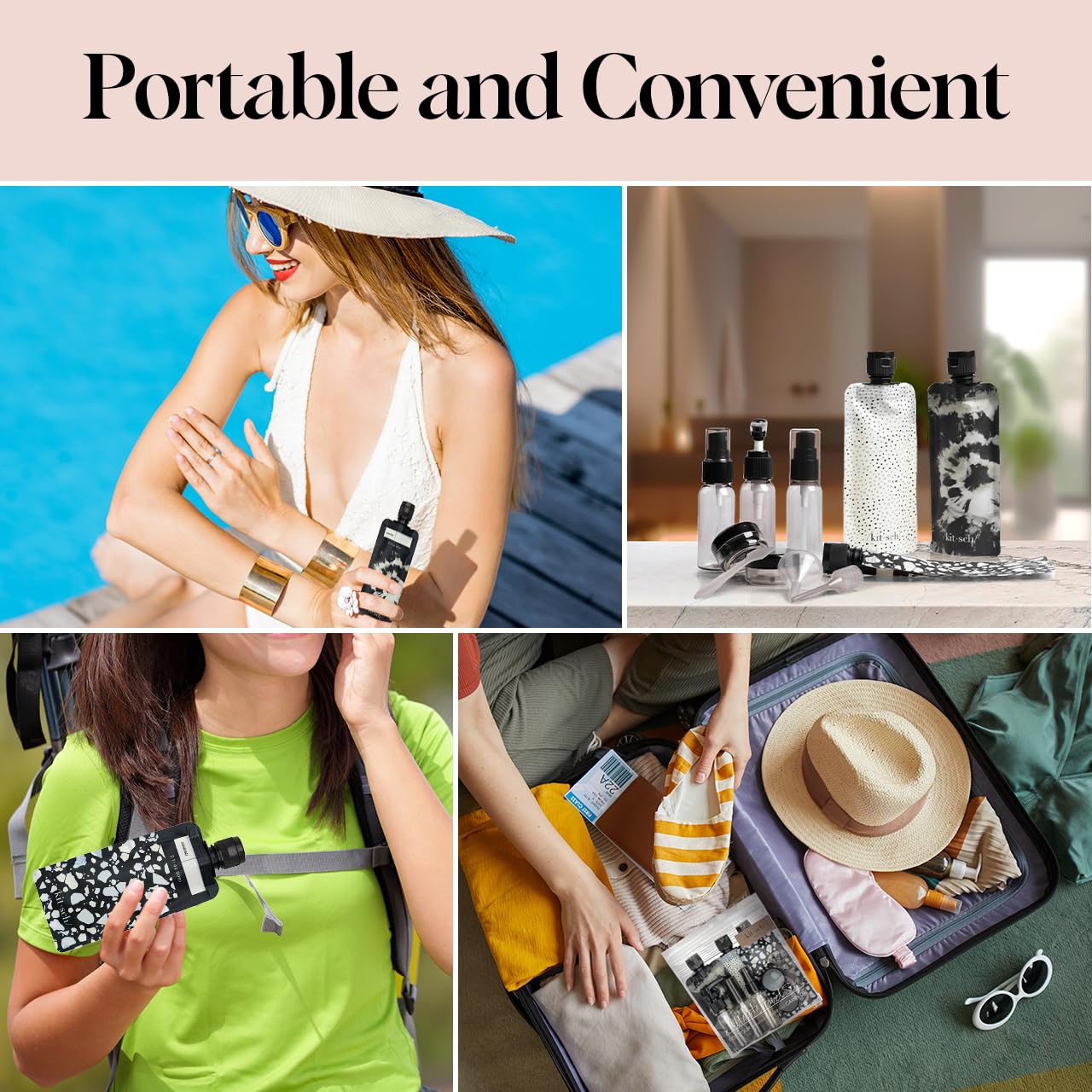 Kitsch TSA Approved Travel Bottles Set - 11 Pack Leak-Proof Refillable Containers for Shampoo, Conditioner & Lotion | Perfect for Airplane Carry-On, Gym & Vacation Essentials Kit