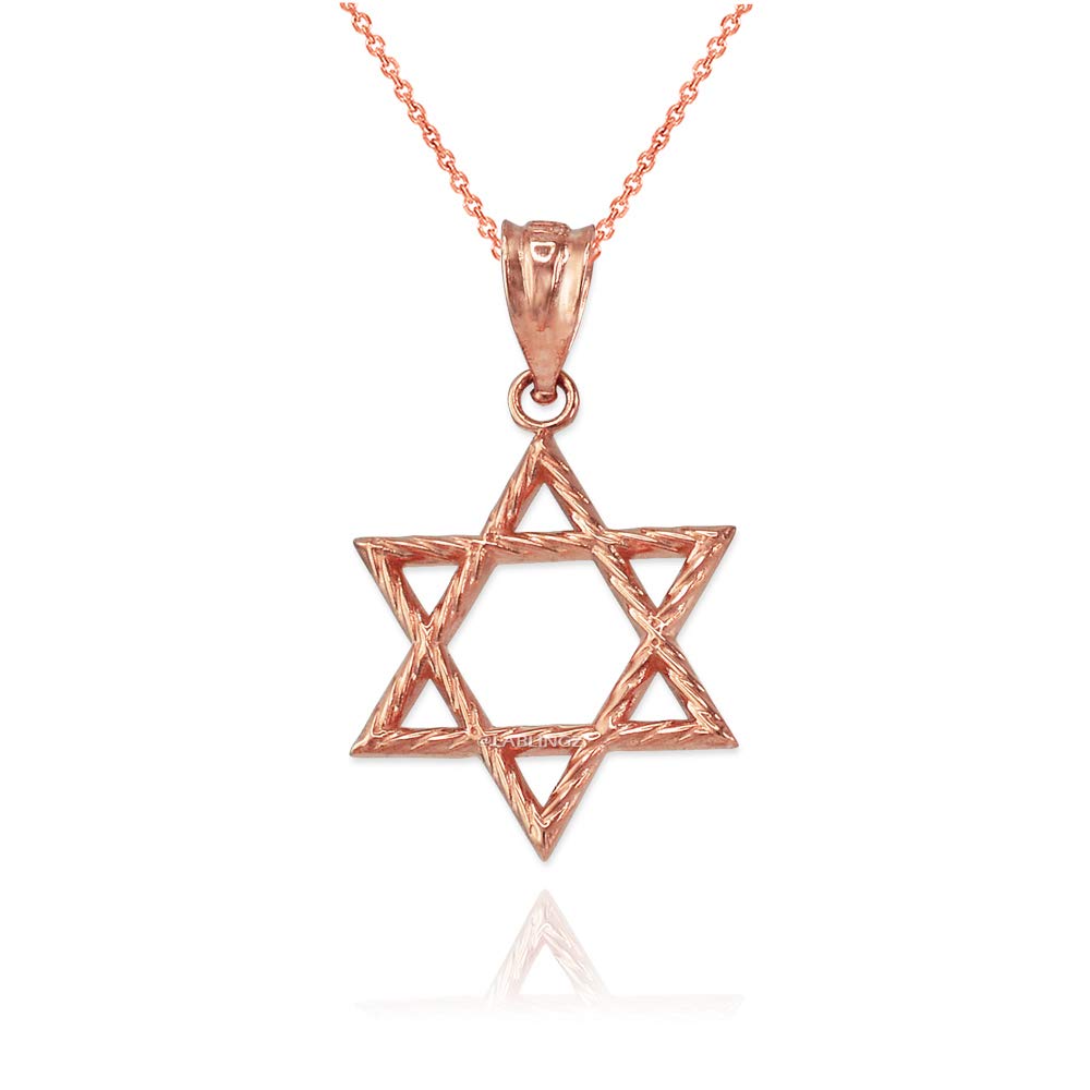 14K Rose Gold Star of David Charm Necklace - Elegant Jewish Jewelry for Women, Men & Teens - Perfect for Hanukkah, Bar Mitzvah & Everyday Wear