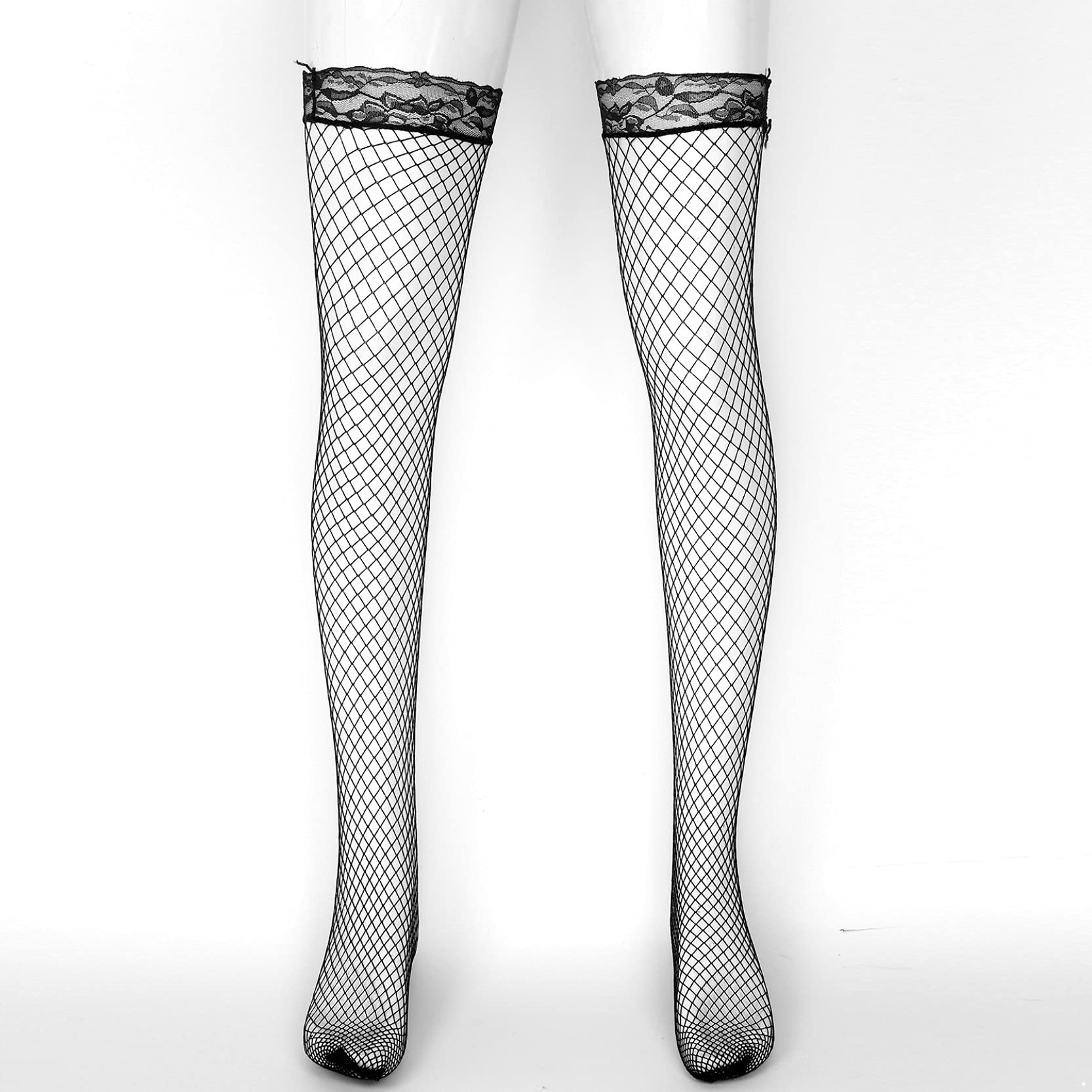 Sexy Men's Lace Fishnet Stockings - Transparent Hollow-Out Long Stockings for Crossdressing, Cosplay & Sensual Wear
