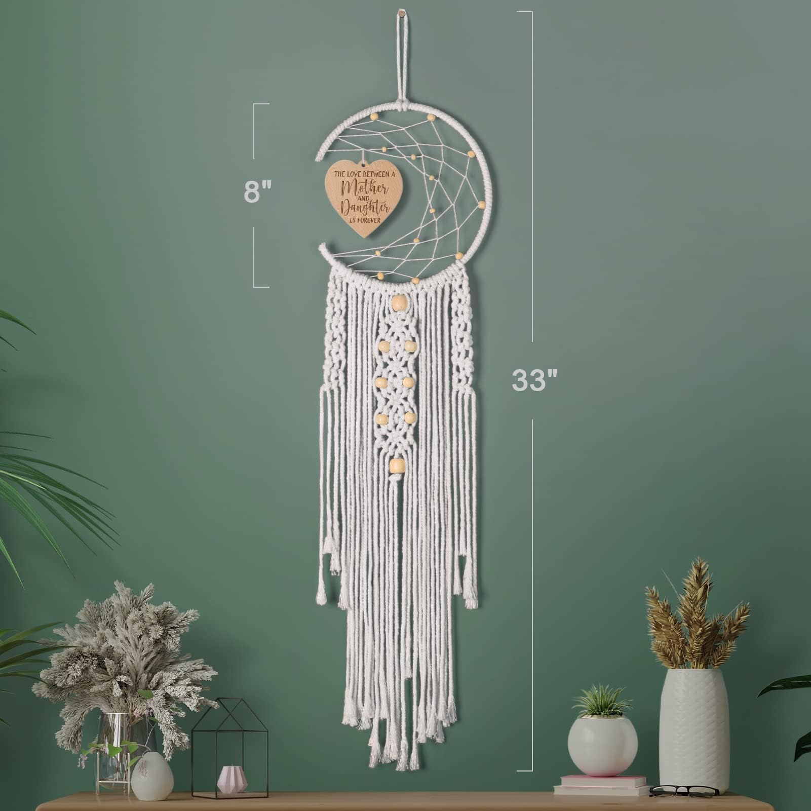 Dream Catcher with Heart Pendant - Boho Wall Decor for Mother's Day, Birthday, Easter | Perfect Gift for Mom, Wife, Mother-in-Law, Stepmother & New Moms | Home Decor & Thoughtful Present for Women