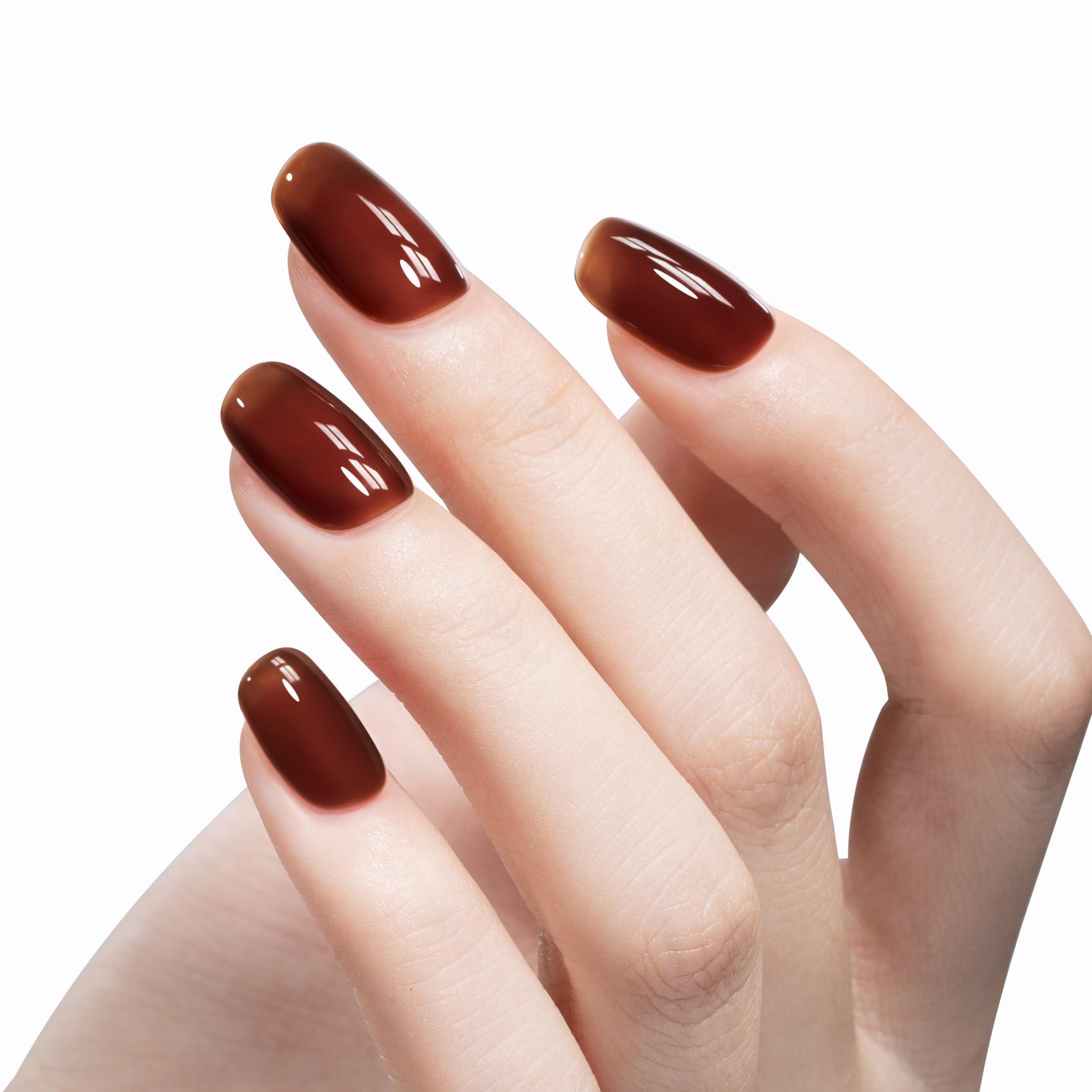 MAYCHAO 15ML Jelly Sheer Tortoise Shell Gel Nail Polish - Transparent Hot Cocoa Amber UV LED Soak Off Gel Polish for DIY Manicure at Home & Salon (0.5 OZ) | Perfect for Nail Art, French Tips & Everyday Wear