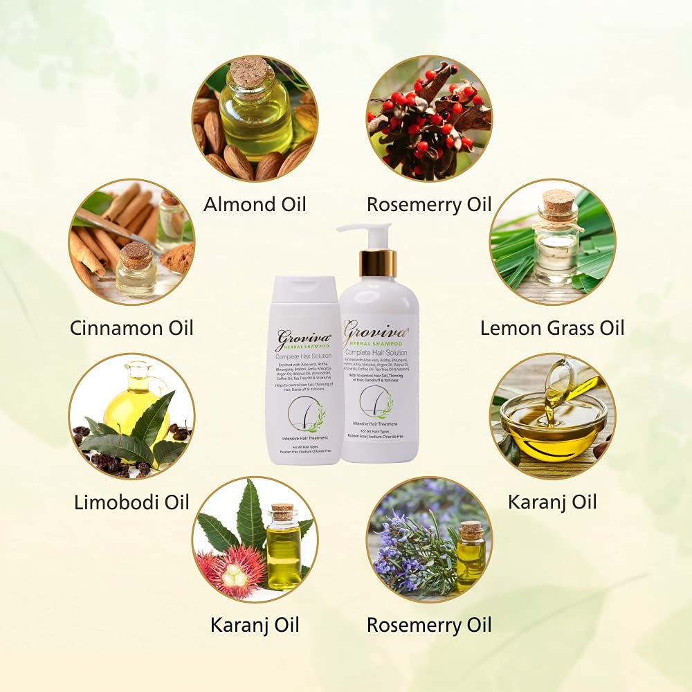 Groviva Ayurvedic Hair Oil 100ml with Free Shampoo | Natural Hair Growth Treatment for Hair Fall & Dandruff Control | Complete Hair Care Solution | Perfect for Daily Use, Scalp Massage & Damaged Hair Repair