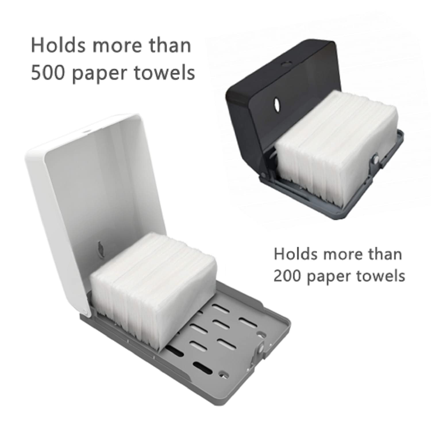 Touchless Paper Towel Dispenser Wall Mount - TOBEFORT Automatic Hand Towel Holder for Bathroom, Kitchen & Office - Holds 500 C-Fold/Z-Fold/Trifold Towels - White (Ideal for Restaurants, Hospitals & Public Restrooms)