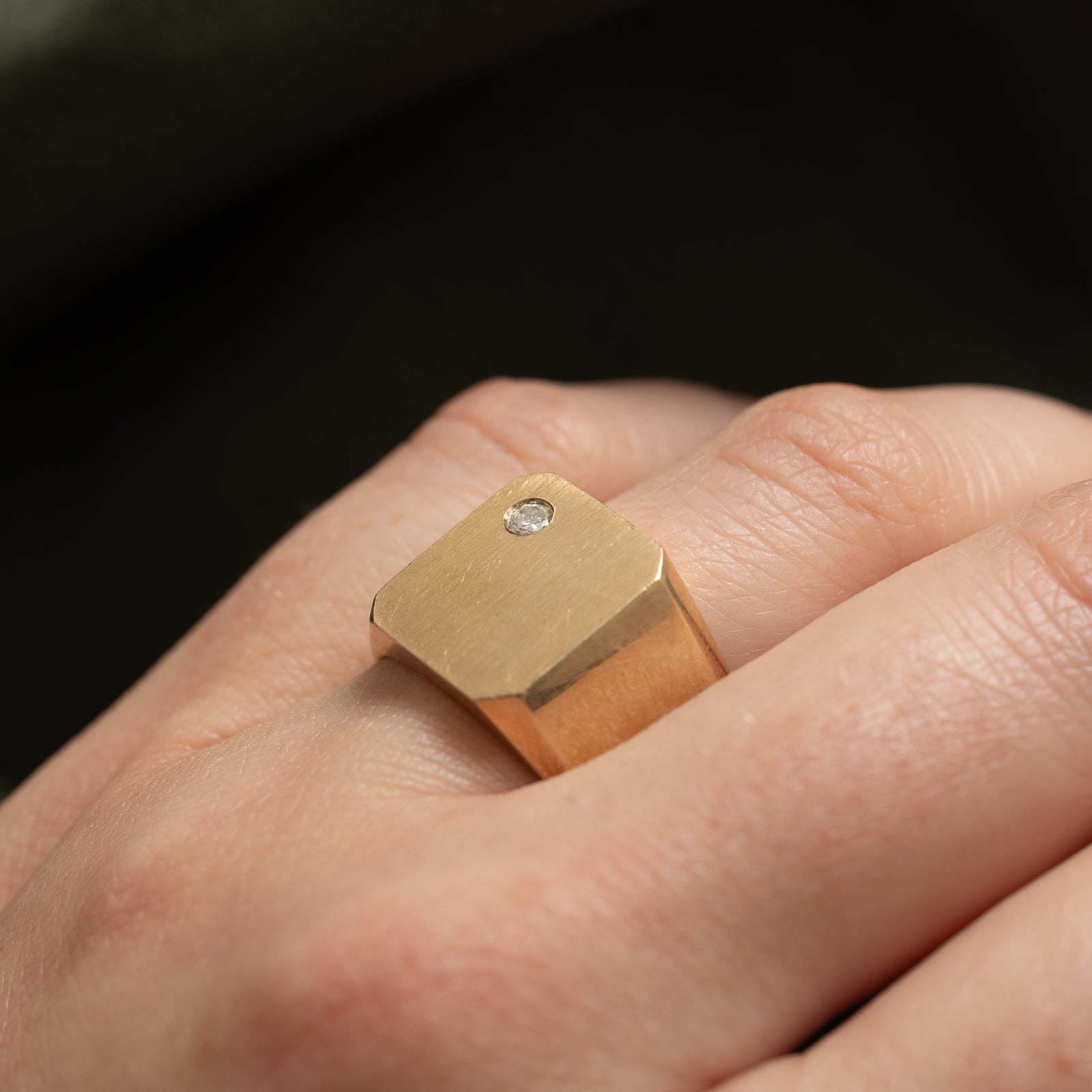 0.08ct Flush Diamond Signet Ring for Men & Women - Size 9 | Minimalist Wedding Band, Promise Ring, or Everyday Jewelry Gift