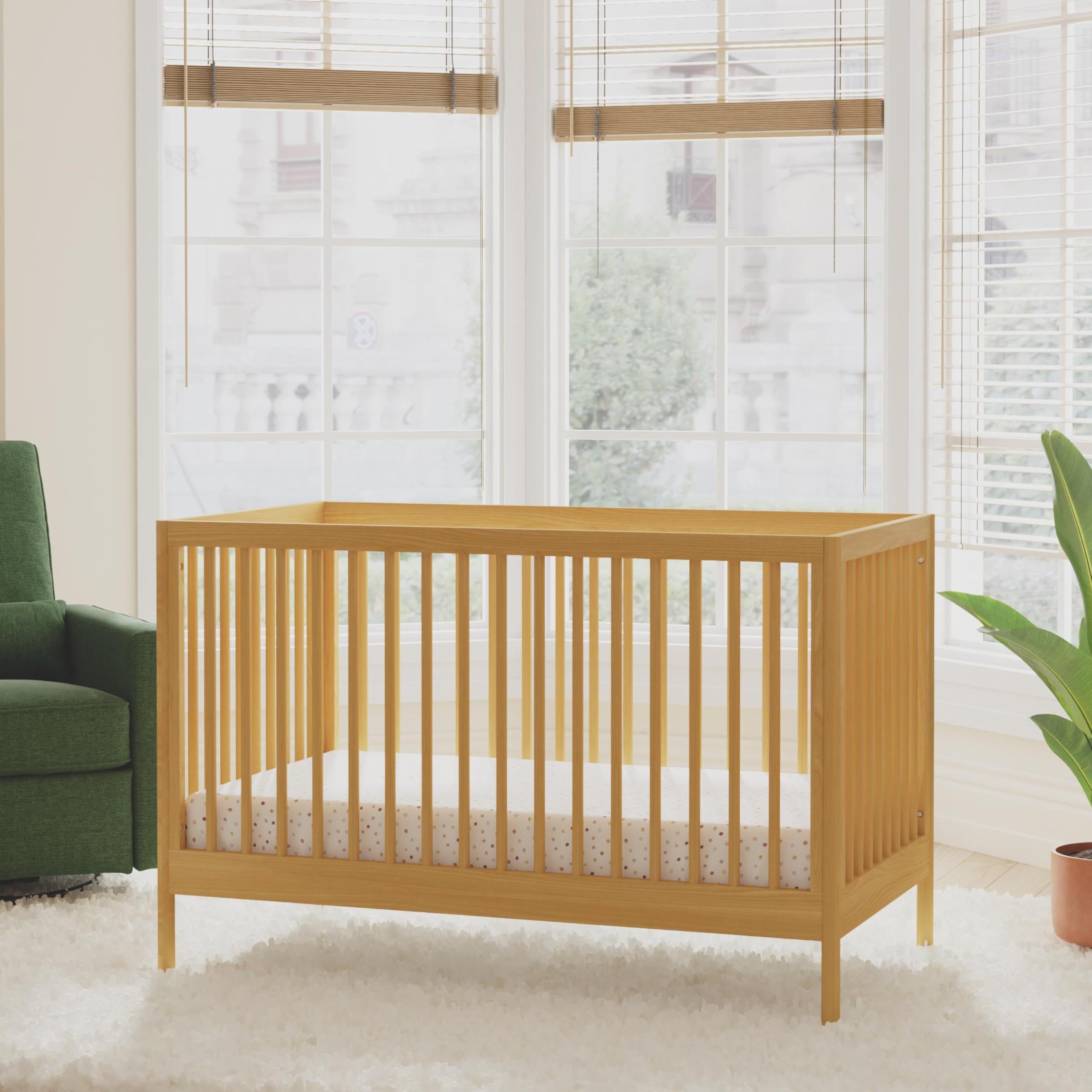 DaVinci Birdie 3-in-1 Convertible Baby Crib - GREENGUARD Gold Certified, Converts to Toddler Bed & Daybed - Adjustable Height Wooden Crib with Easy Assembly - Honey Finish - Perfect for Nursery, Bedroom & Daycare Use