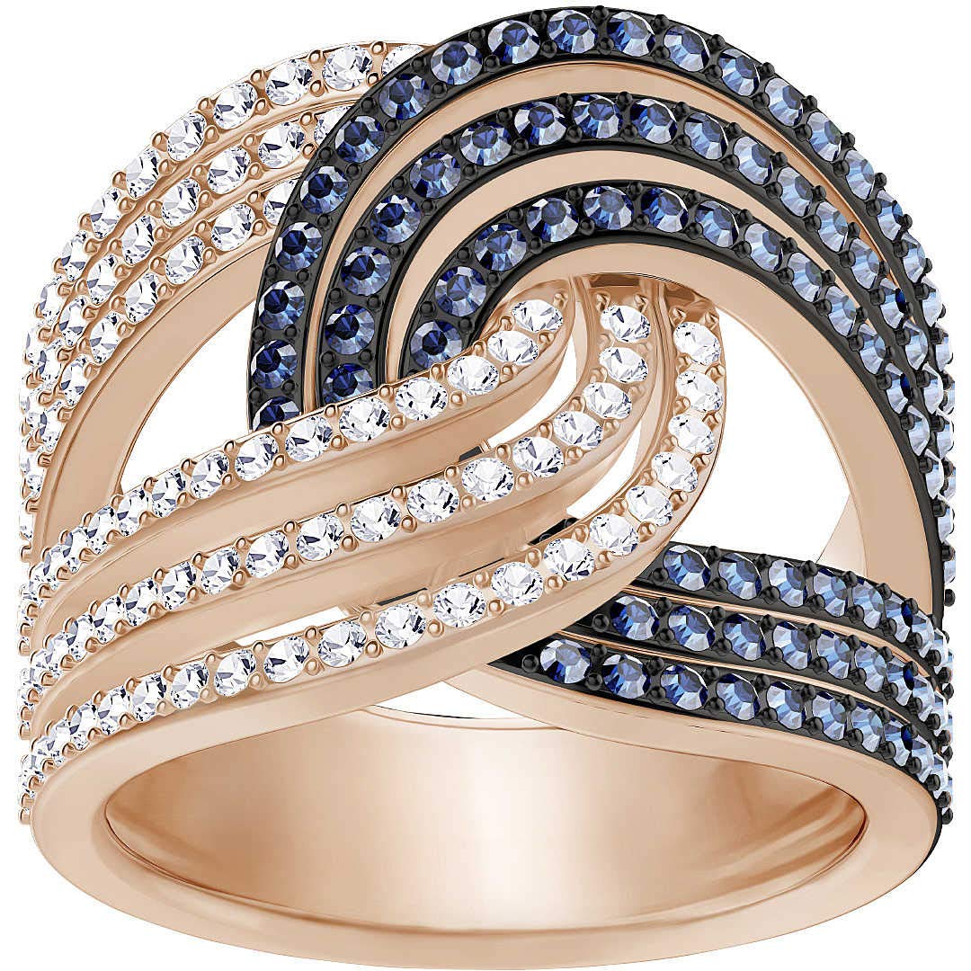 Swarovski Lemon 18k Rose Gold-Plated Ruthenium-Plated Blue Clear Crystal Ring 5372617 - Elegant Jewelry for Women, Perfect for Weddings, Parties & Special Occasions