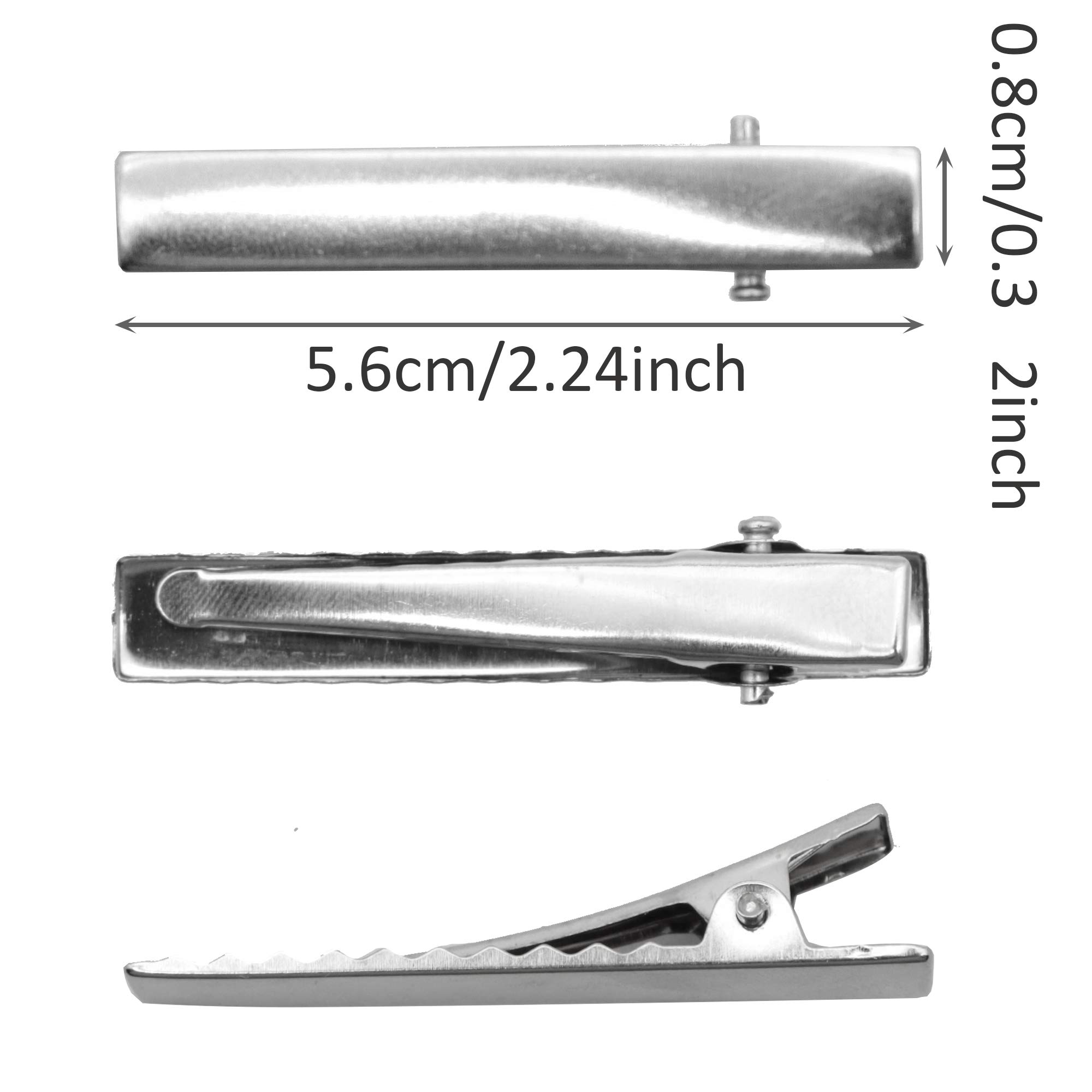 55mm Silver Metal Alligator Hair Clips Pins 100 Pcs - Flat Top with Teeth for Hairdressing Salon, Hair Grip, Arts and Crafts Projects, Hairpins for Women and Hairdressers - Perfect for Styling, Extensions, and DIY Accessories