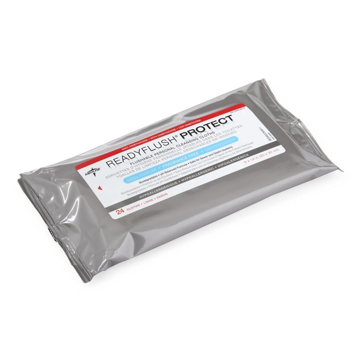 Medline MSC263811 Readyflush Biodegradable & Flushable Wipes - 576 Count Pack, 9ft x 13in with Dimethicone | Gentle Cleansing for Adults & Babies | Ideal for Bathroom, Travel & On-the-Go Hygiene