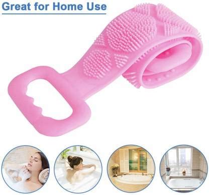 Infi Style Silicone Toilet Brush Set with Slim Holder - Flexible Bath Brush & Body Scrubber for Deep Cleaning - Skin Exfoliating Scrubber Belt for Shower, Bathroom & Spa Use