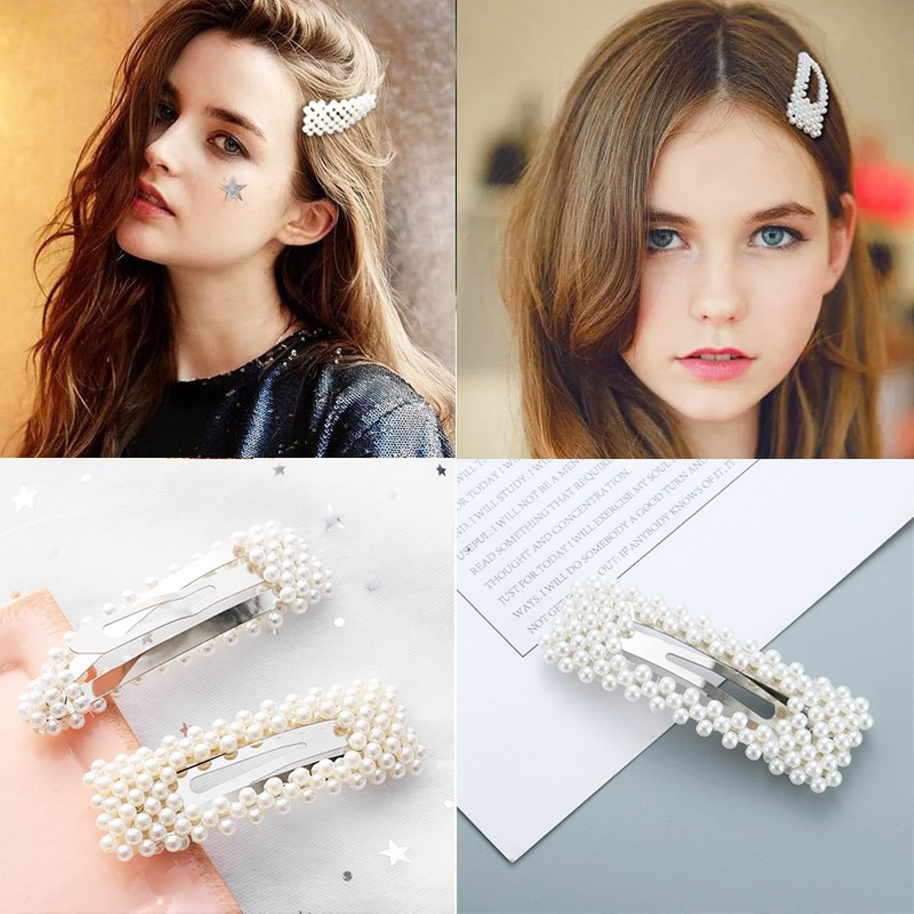 Snowpearl 10-Piece Hair Accessories Set - Satin Scrunchies, Golden Hair Clips, Pearl Hair Clips & Hair Claws for Women & Girls | Perfect for School, Work, Parties & Everyday Styling