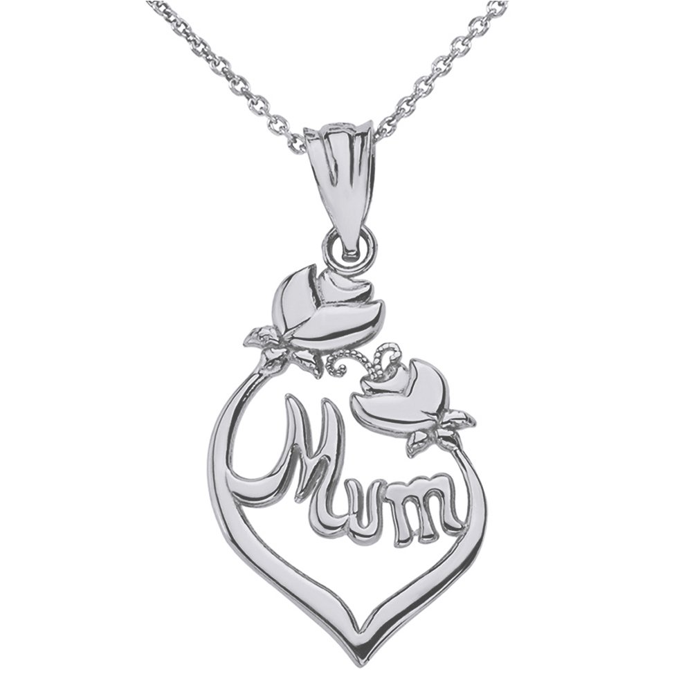 925 Sterling Silver Rose Buds Script Mum Charm Pendant Necklace for Women - Elegant Gift for Mother's Day, Birthday & Anniversary - Perfect for Everyday Wear & Special Occasions