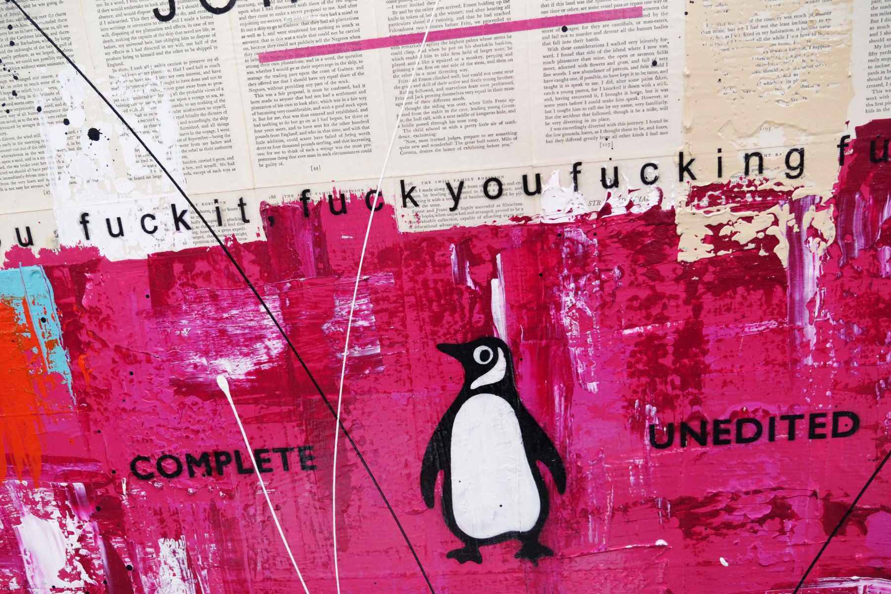 F.U. Cancer 120cm x 150cm Fuck You Cancer Urban Pop Art Canvas Painting - Modern Home Decor, Office Wall Art, Gift for Cancer Survivors & Supporters