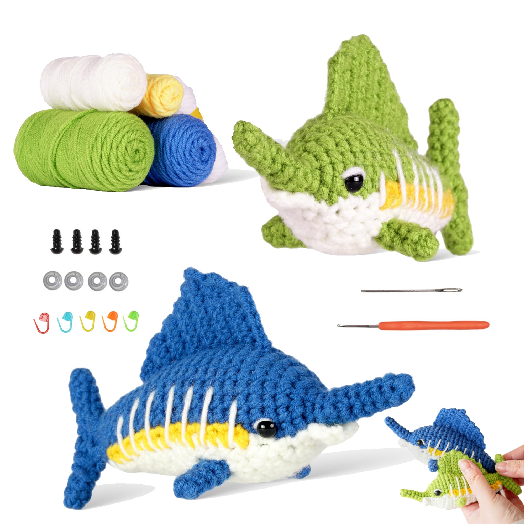 iofficego Beginner Crochet Kit for Adults & Kids - Complete Starter Set with Crochet Hooks, 4-Ply Cotton Yarn & Step-by-Step Video Tutorials - Perfect for DIY Crochet Dolls, Home Decor & Handmade Gifts