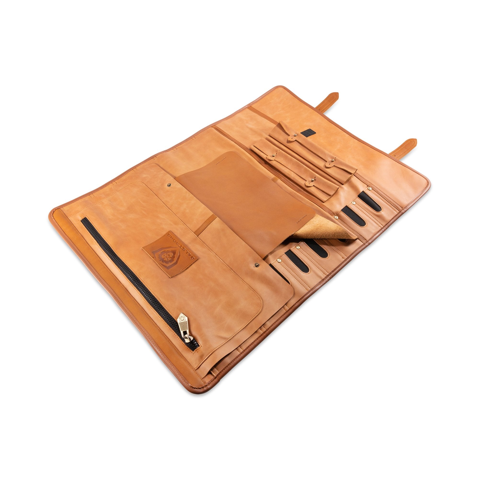 Premium Full Grain Leather Knife Roll for Chefs - California Brown Vagabond Knife Roll by Dalstrong - Perfect for Professional Kitchens, Culinary Students & Traveling Chefs
